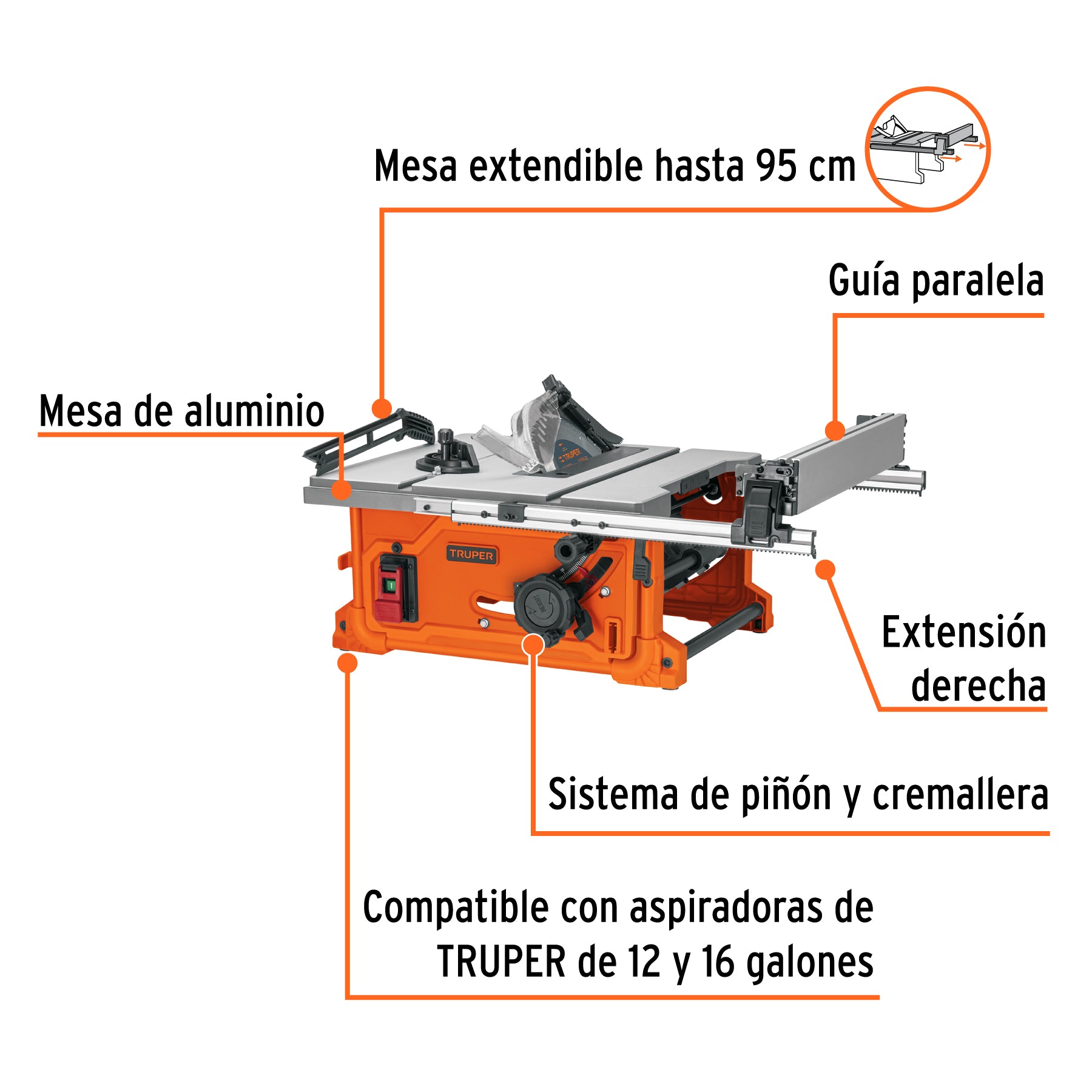 Sierra de mesa 10", 2-1/2 HP (1900 W), TRUPER