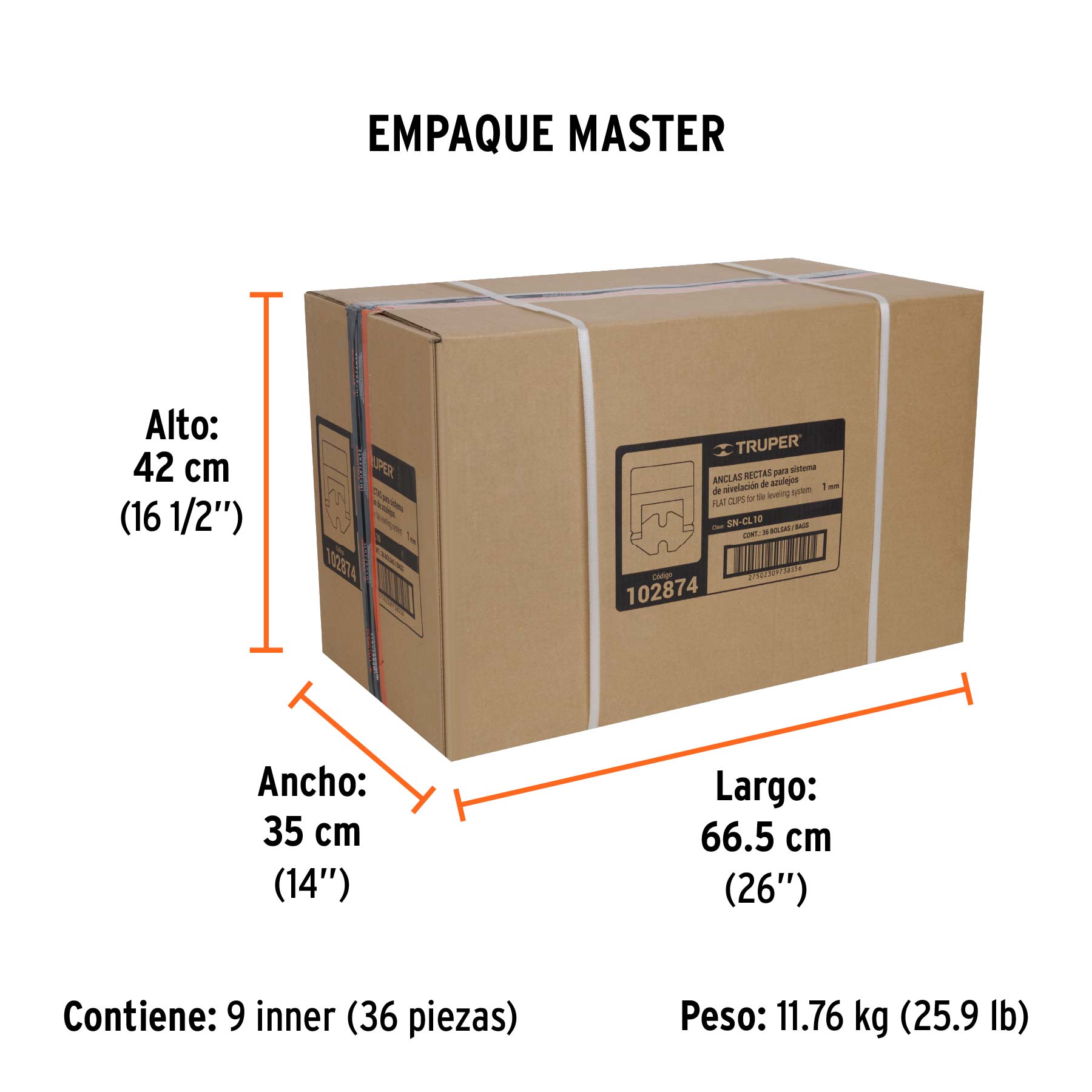 Bolsa con 100 anclas de 1 mm, para nivelación de azulejos - Empaque