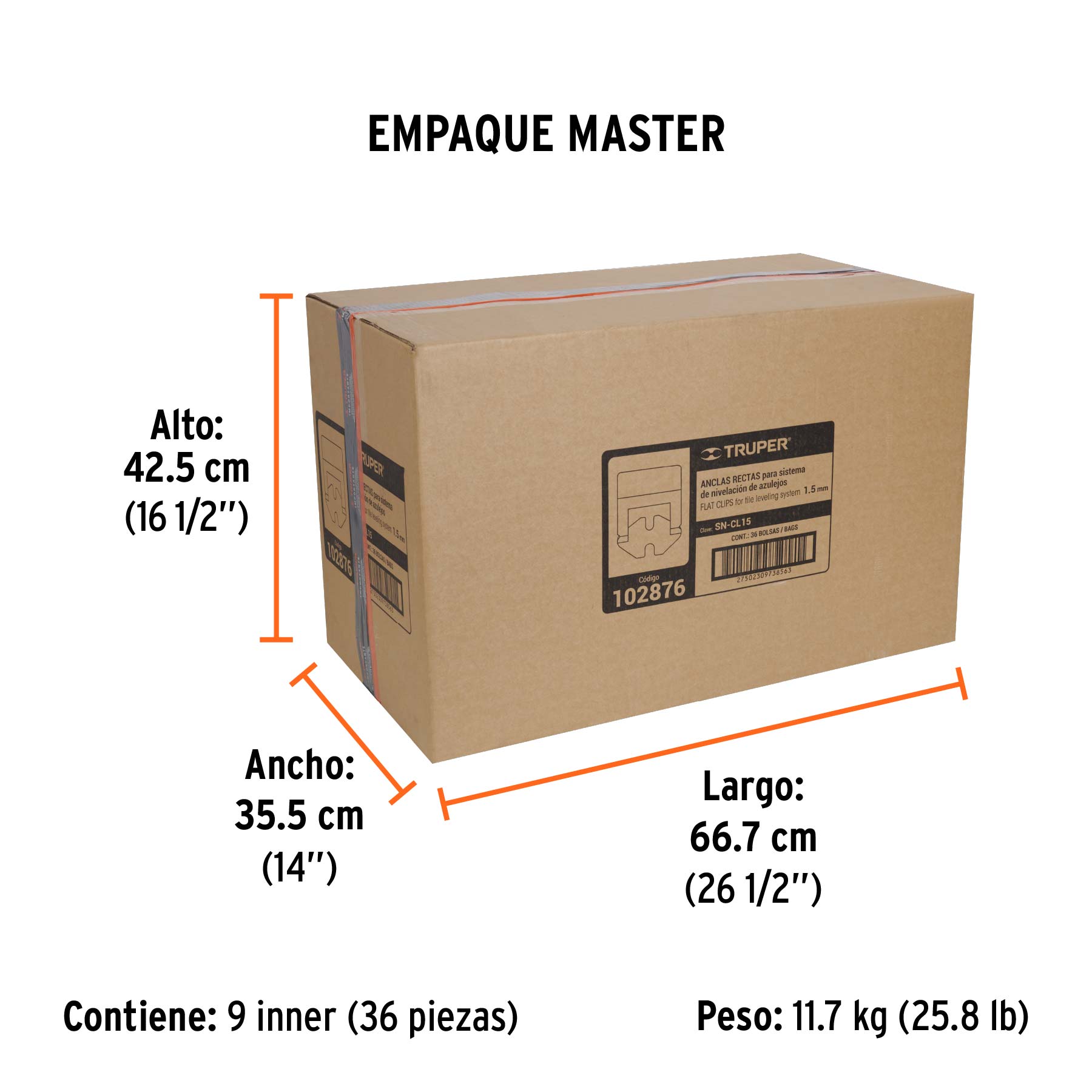 Bolsa con 100 anclas de 1.5 mm, para nivelación de azulejos - Empaque
