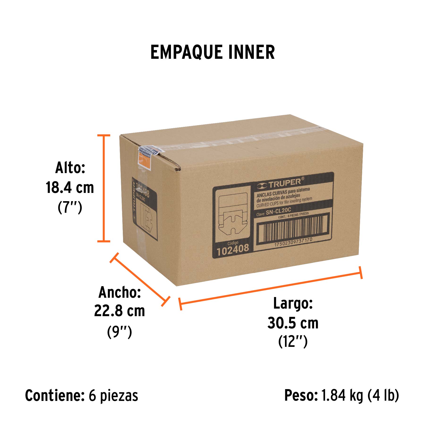 Bolsa c/100 anclas curvas de 2mm para nivelación de azulejos - Empaque