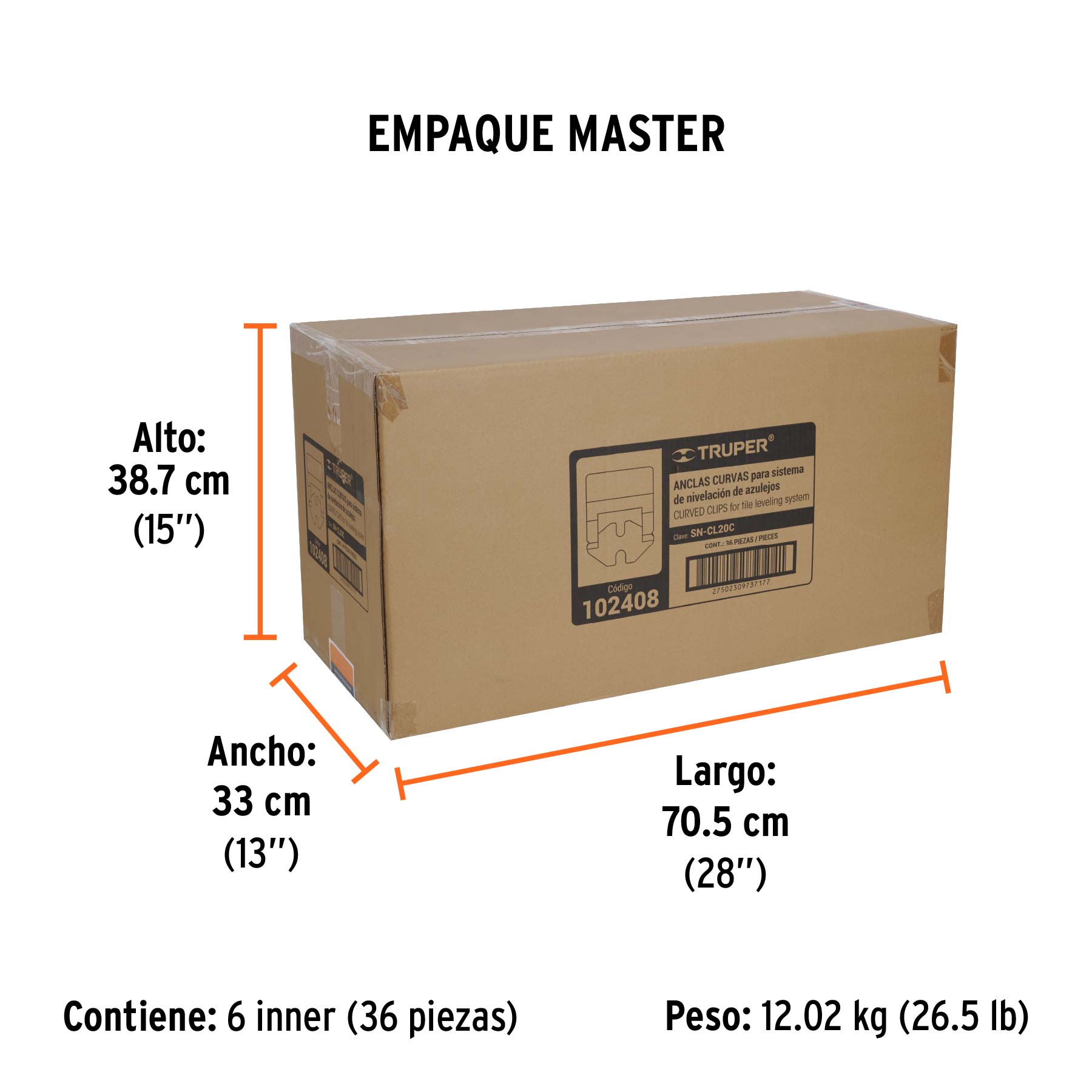 Bolsa c/100 anclas curvas de 2mm para nivelación de azulejos - Empaque