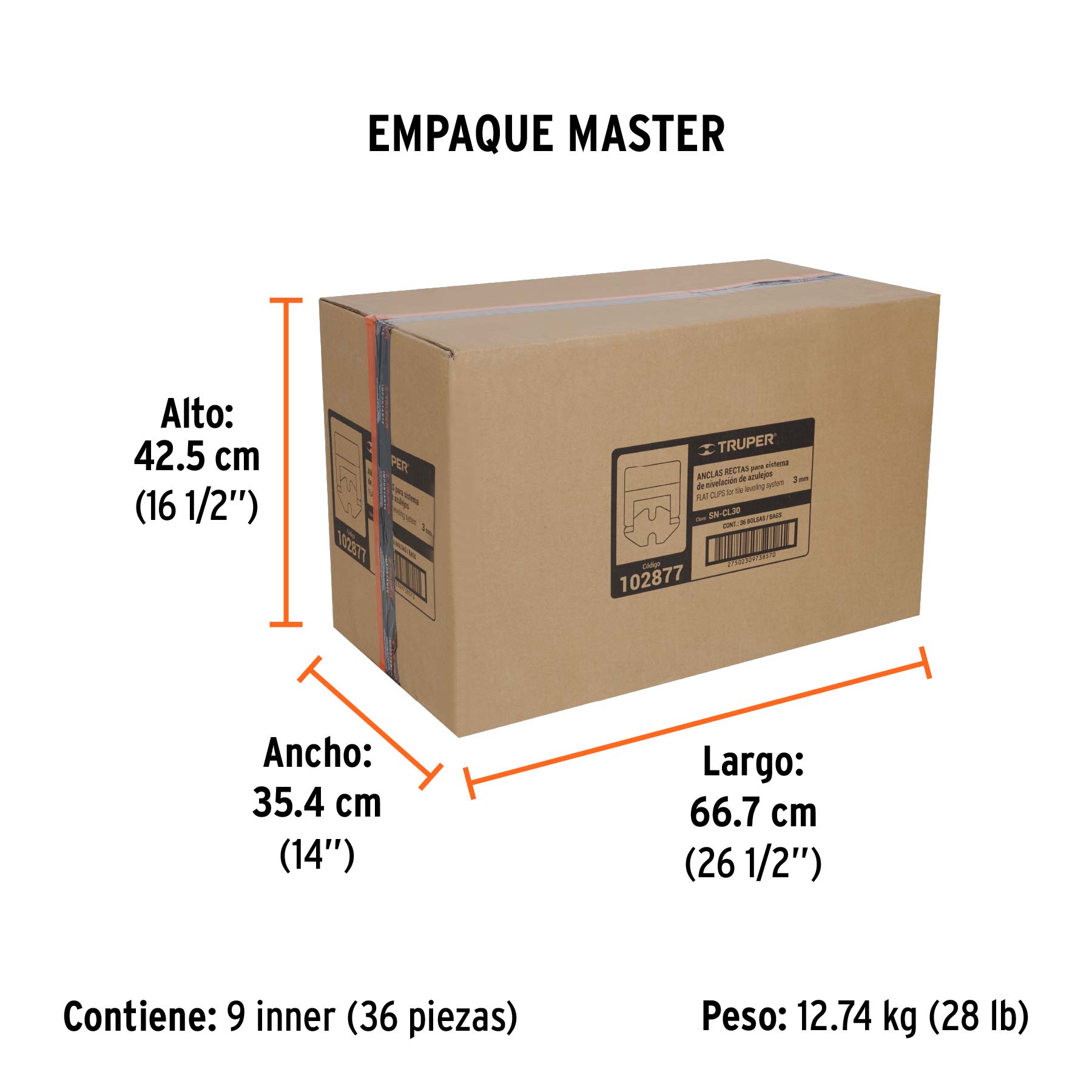Bolsa con 100 anclas de 3 mm, para nivelación de azulejos - Empaque