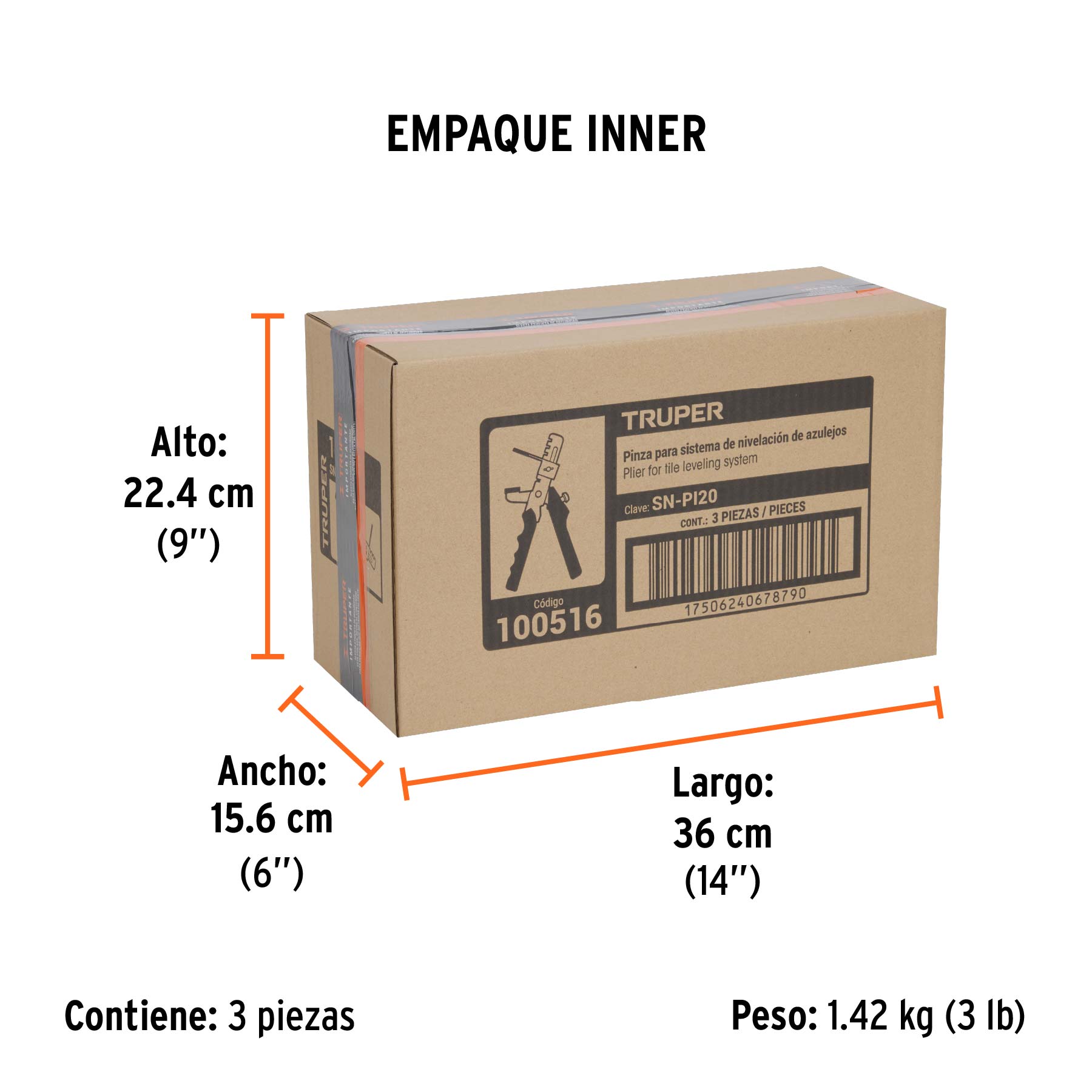 Pinza niveladora de azulejos, TRUPER - Empaque