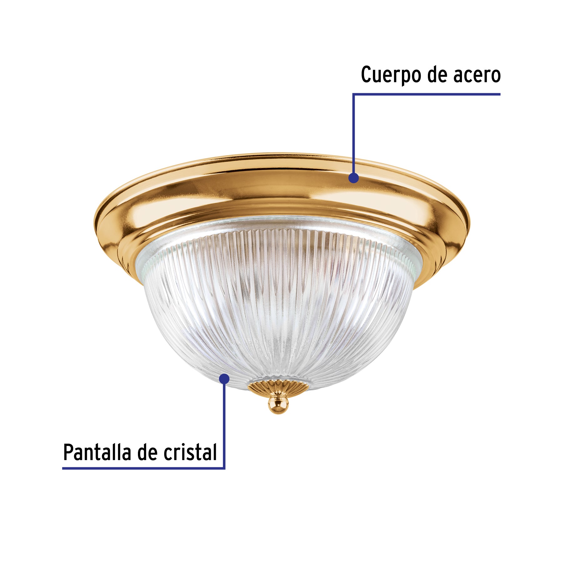 Luminario decorativo 15x28 cm pantalla cristal, s/lámparas