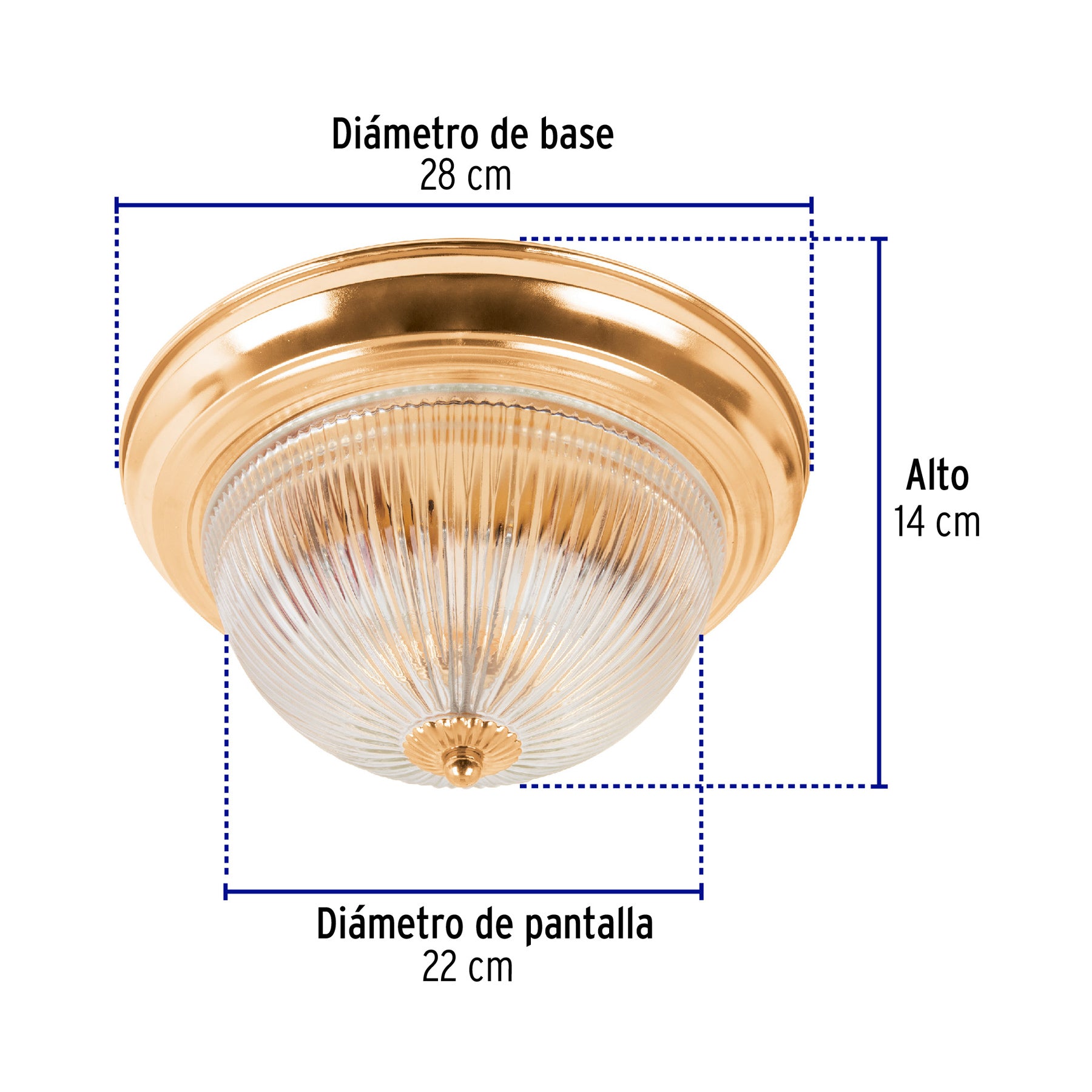 Luminario decorativo 15x28 cm pantalla cristal, s/lámparas
