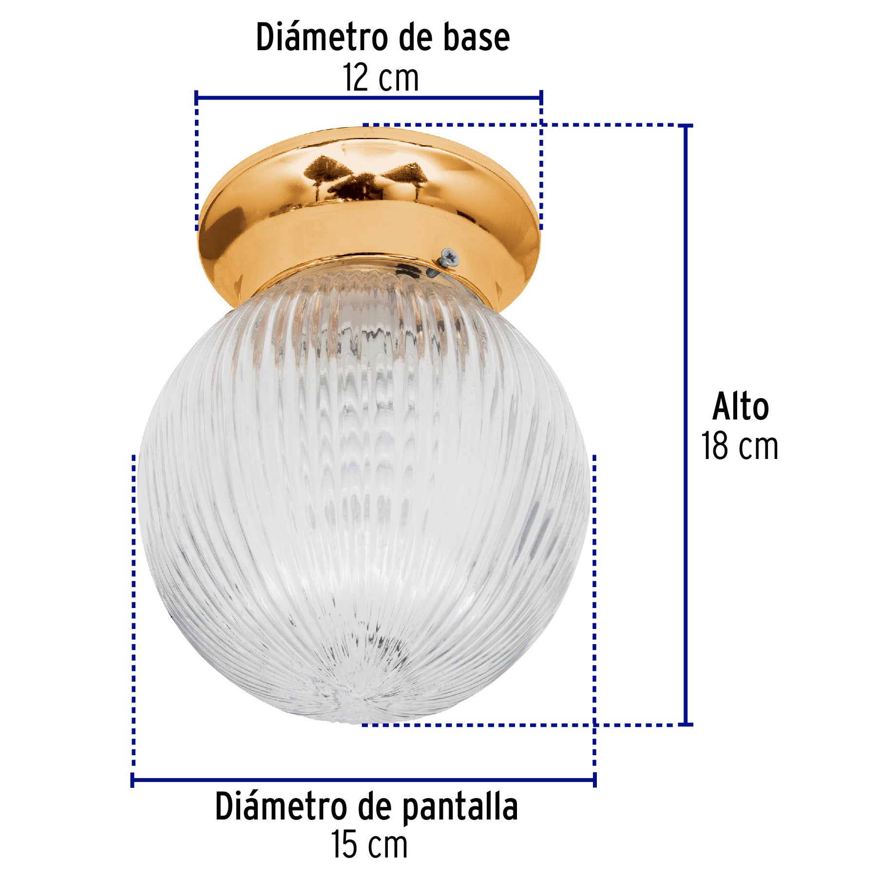 Luminario decorativo 19x16 cm pantalla cristal, sin lámpara