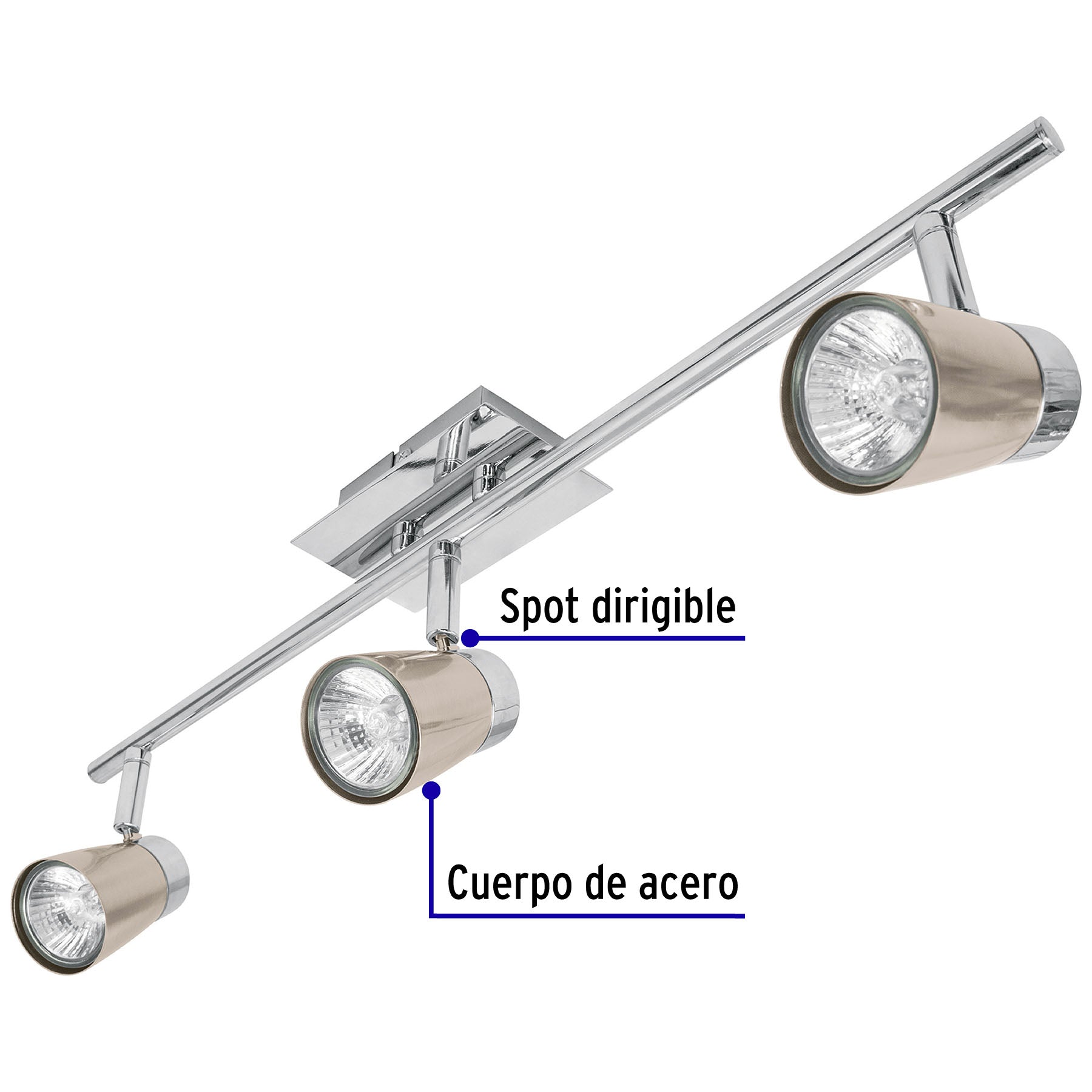 Luminario de sobreponer con 3 spots base GU10, VOLTECK