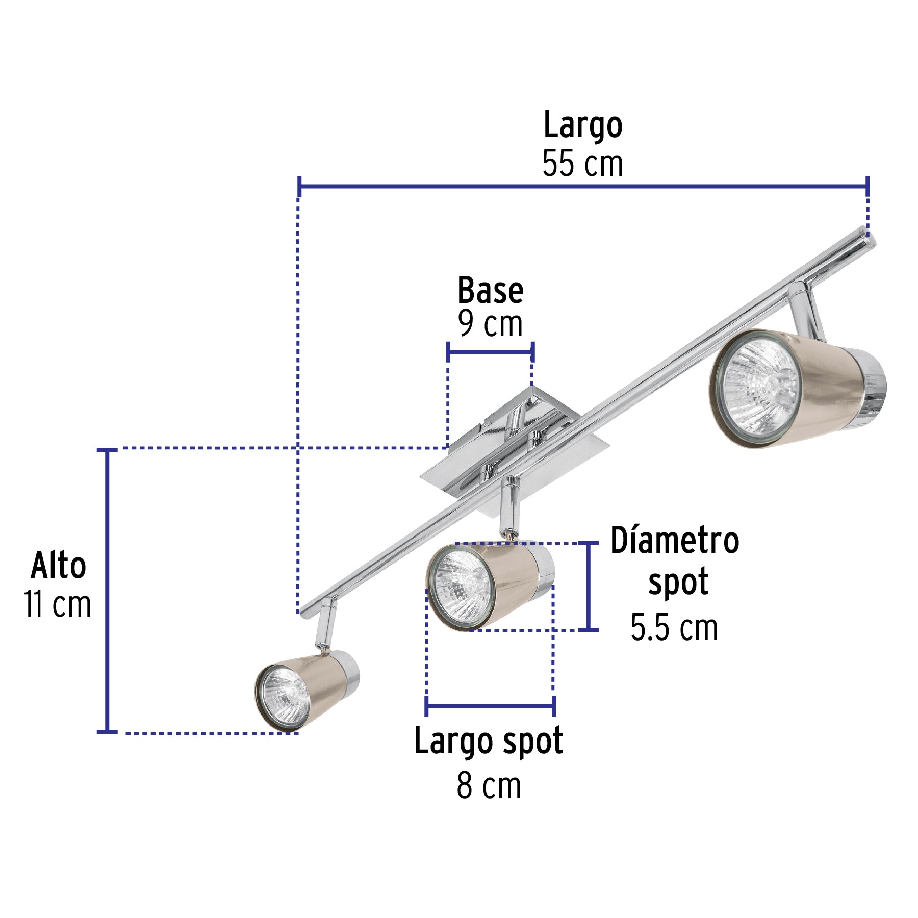 Luminario de sobreponer con 3 spots base GU10, VOLTECK