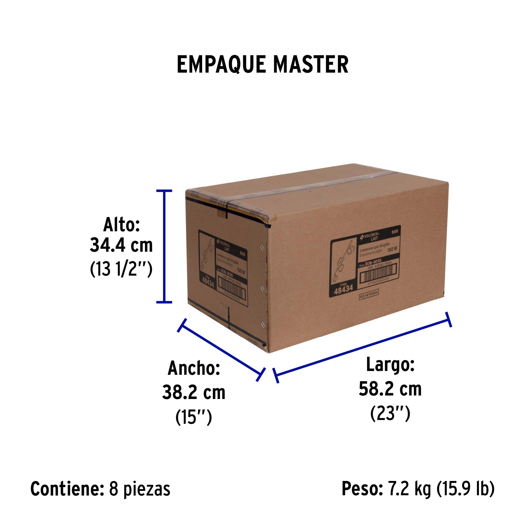Luminario de sobreponer con 3 spots base GU10, VOLTECK - Empaque