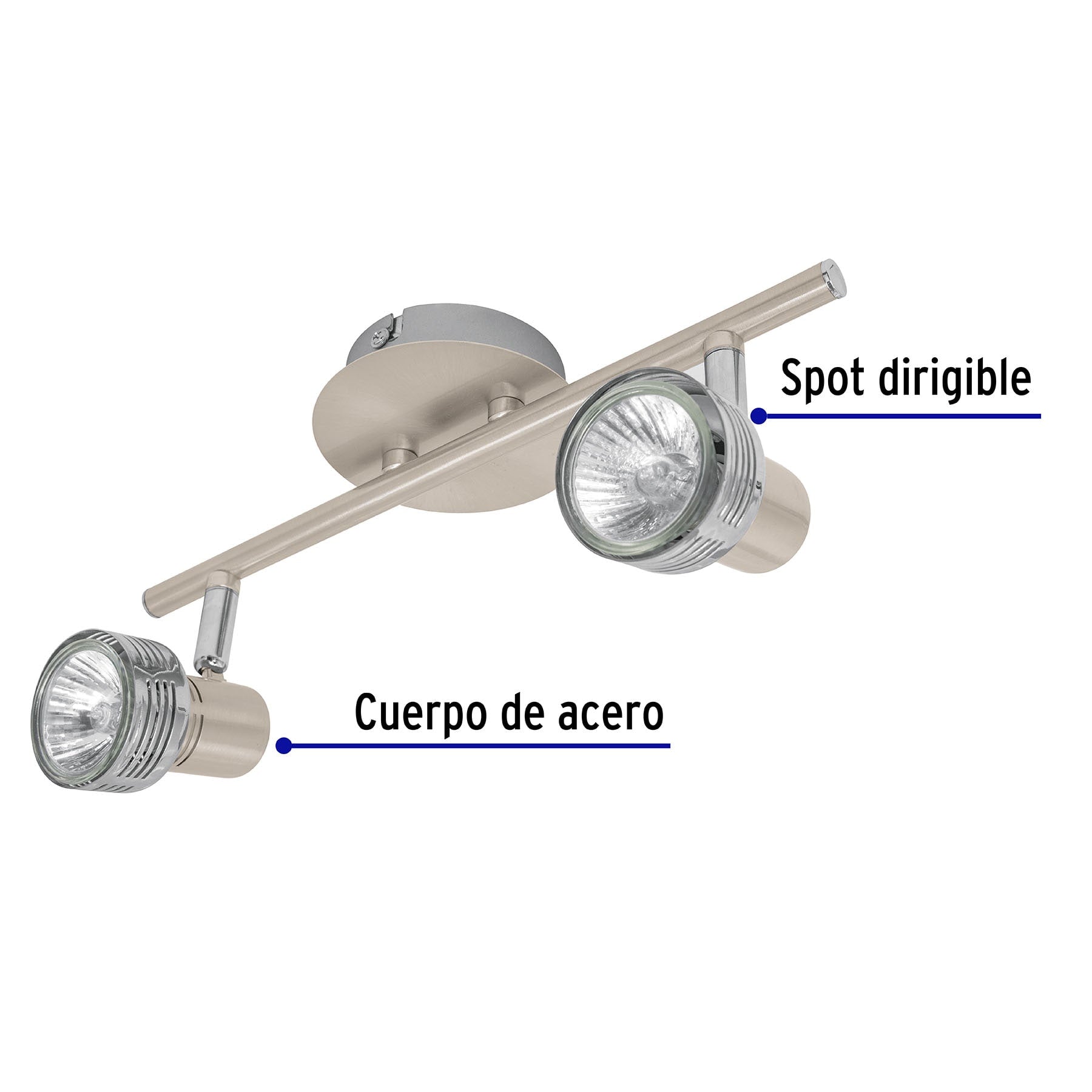 Luminario de sobreponer con 2 spots base GU10, VOLTECK