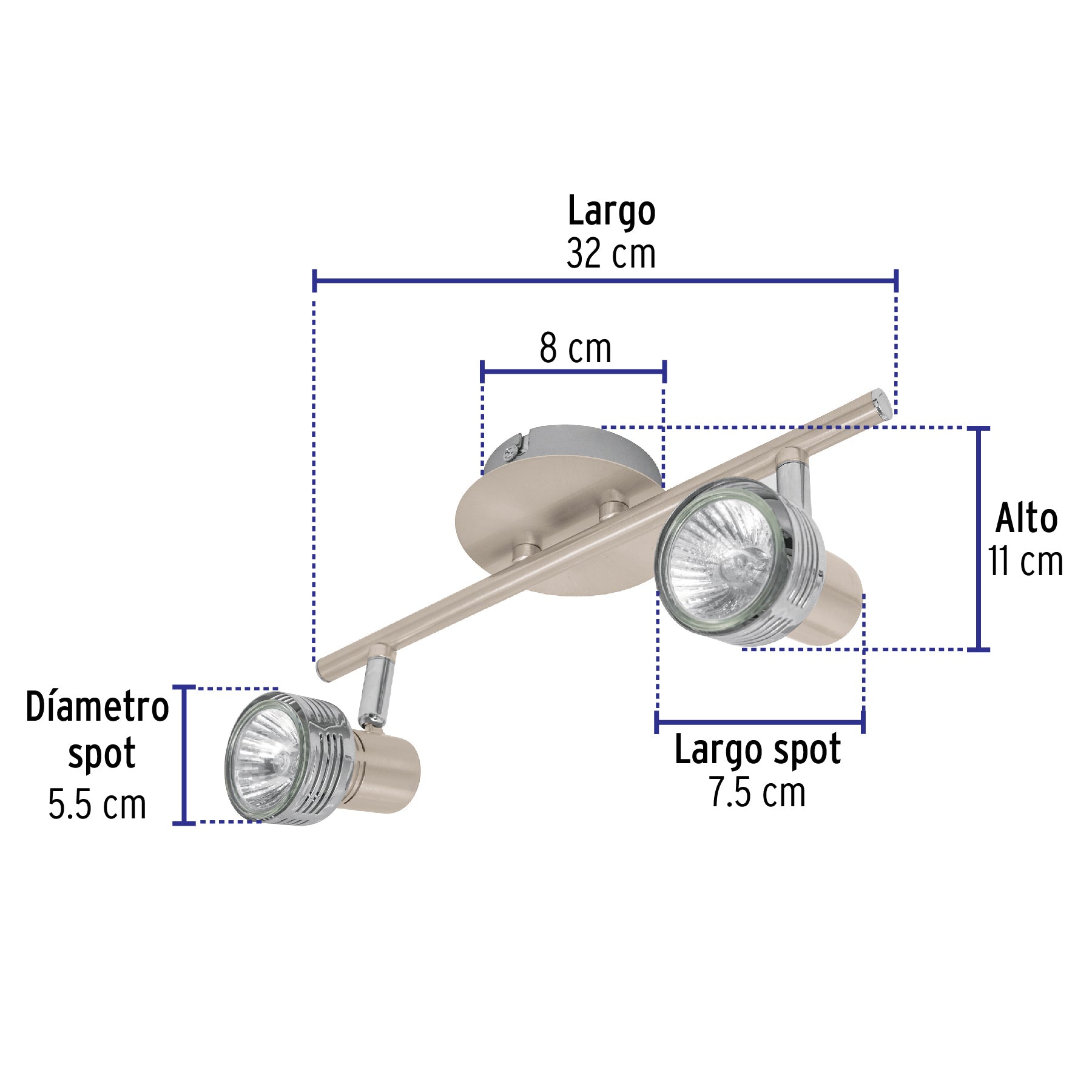 Luminario de sobreponer con 2 spots base GU10, VOLTECK