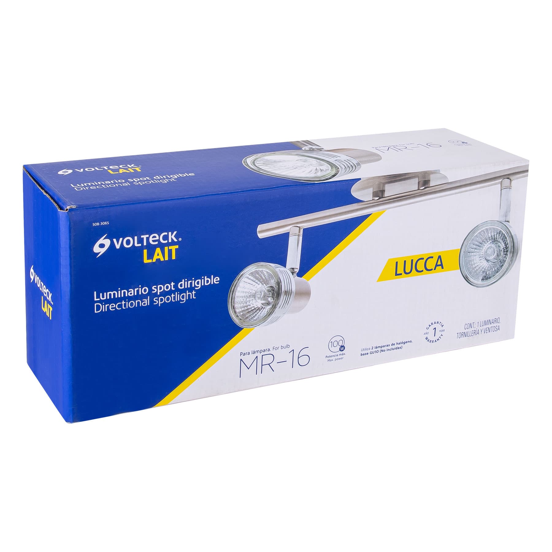 Luminario de sobreponer con 2 spots base GU10, VOLTECK