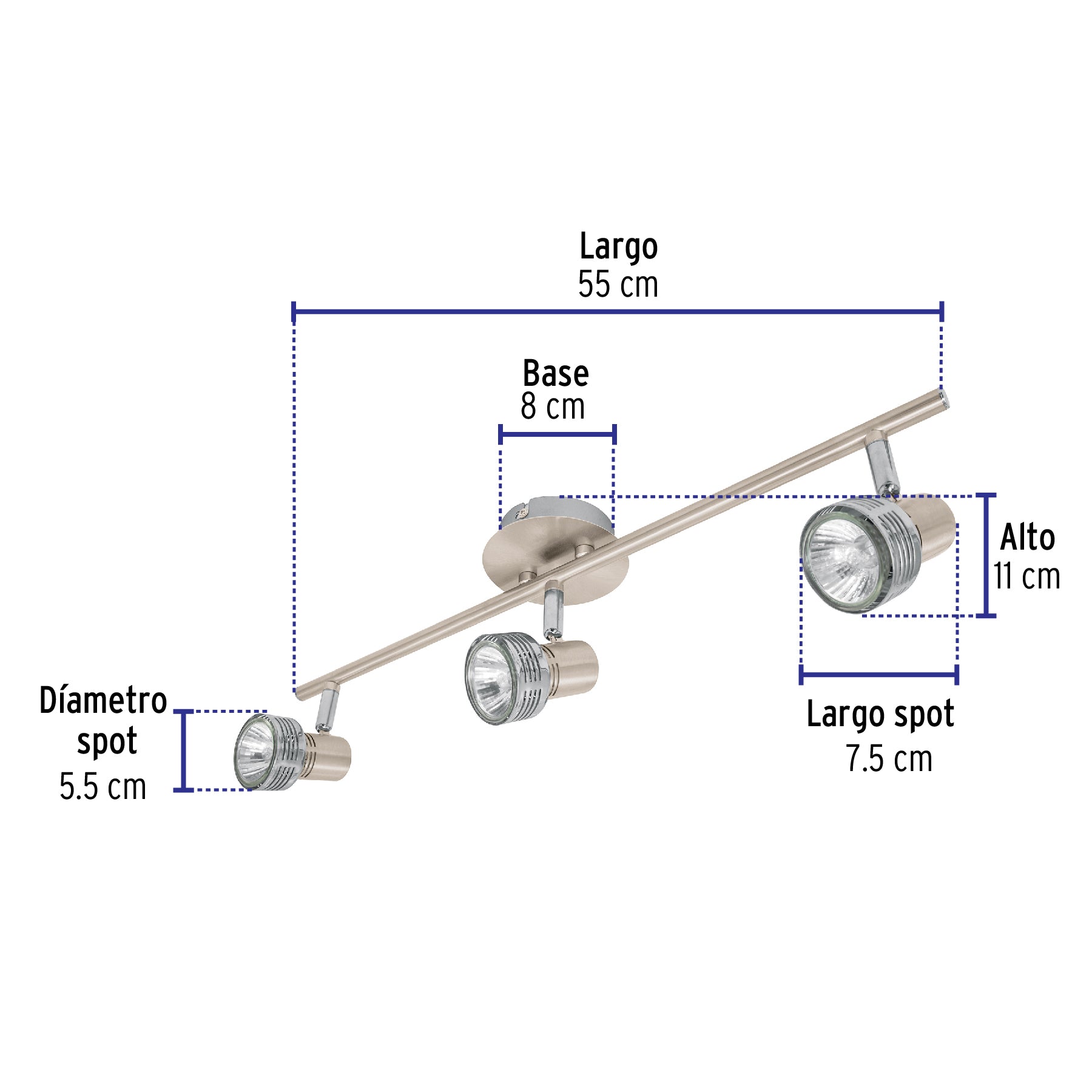 Luminario de sobreponer con 3 spots base GU10, VOLTECK