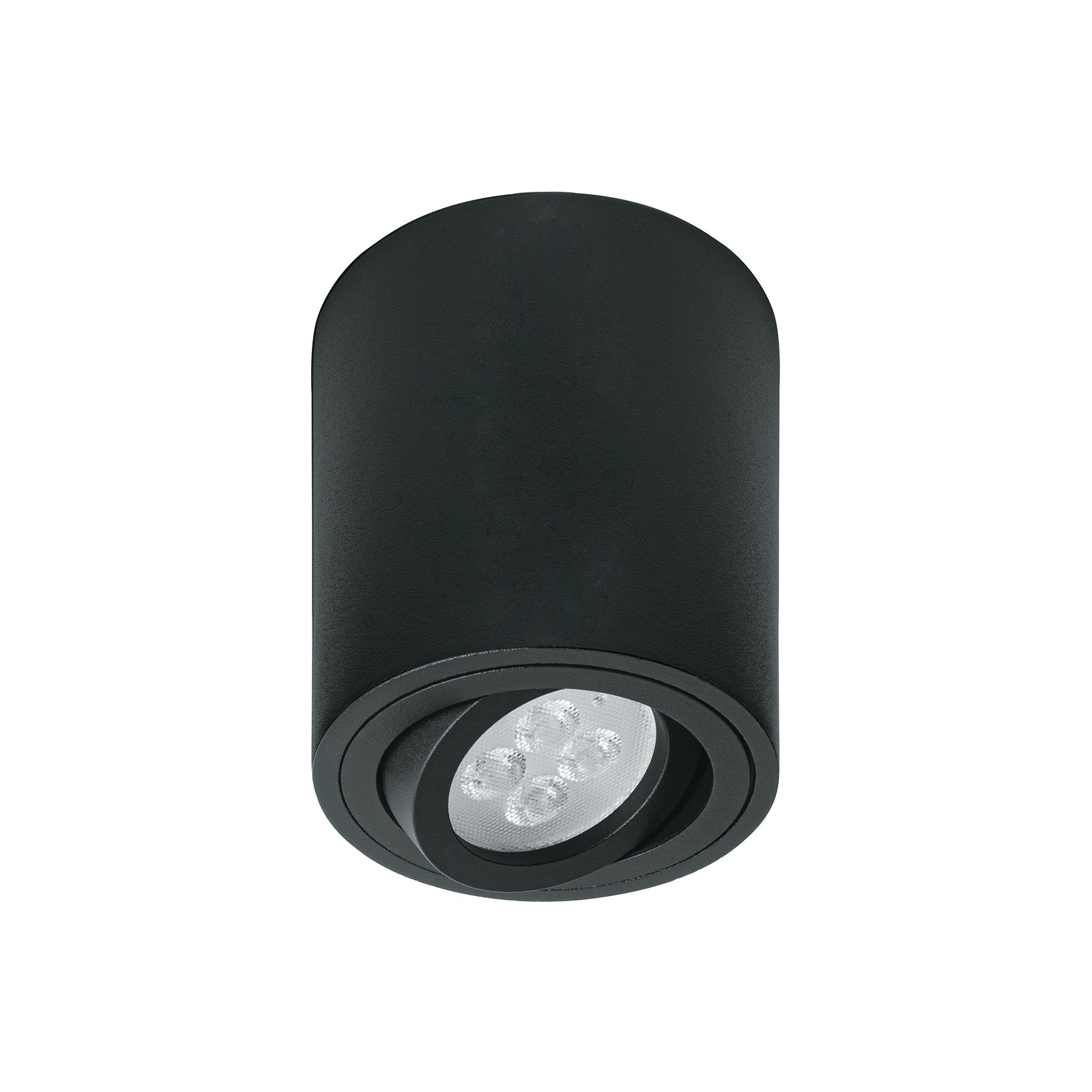 Luminario de sobreponer con spot dirigible, redondo, negro