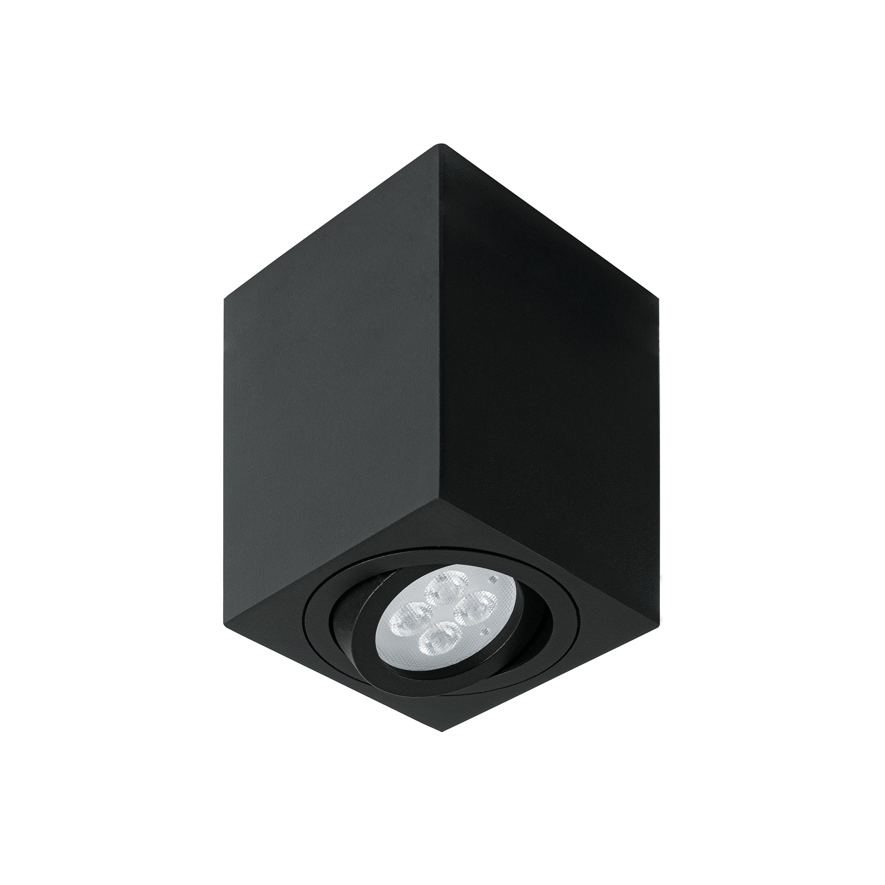Luminario de sobreponer c/spot dirigible, cuadrado, negro