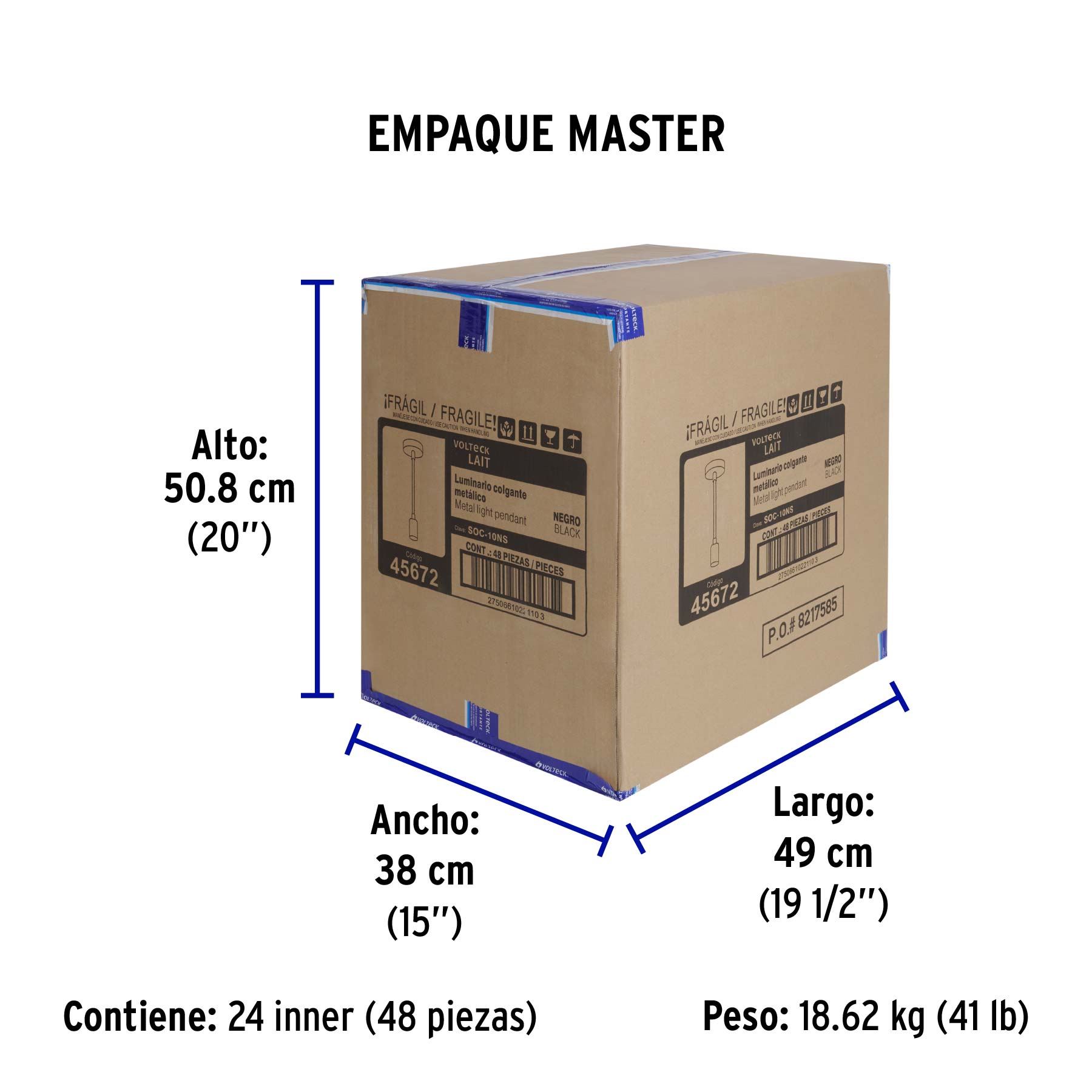 Socket colgante metálico, negro, VOLTECK - Empaque