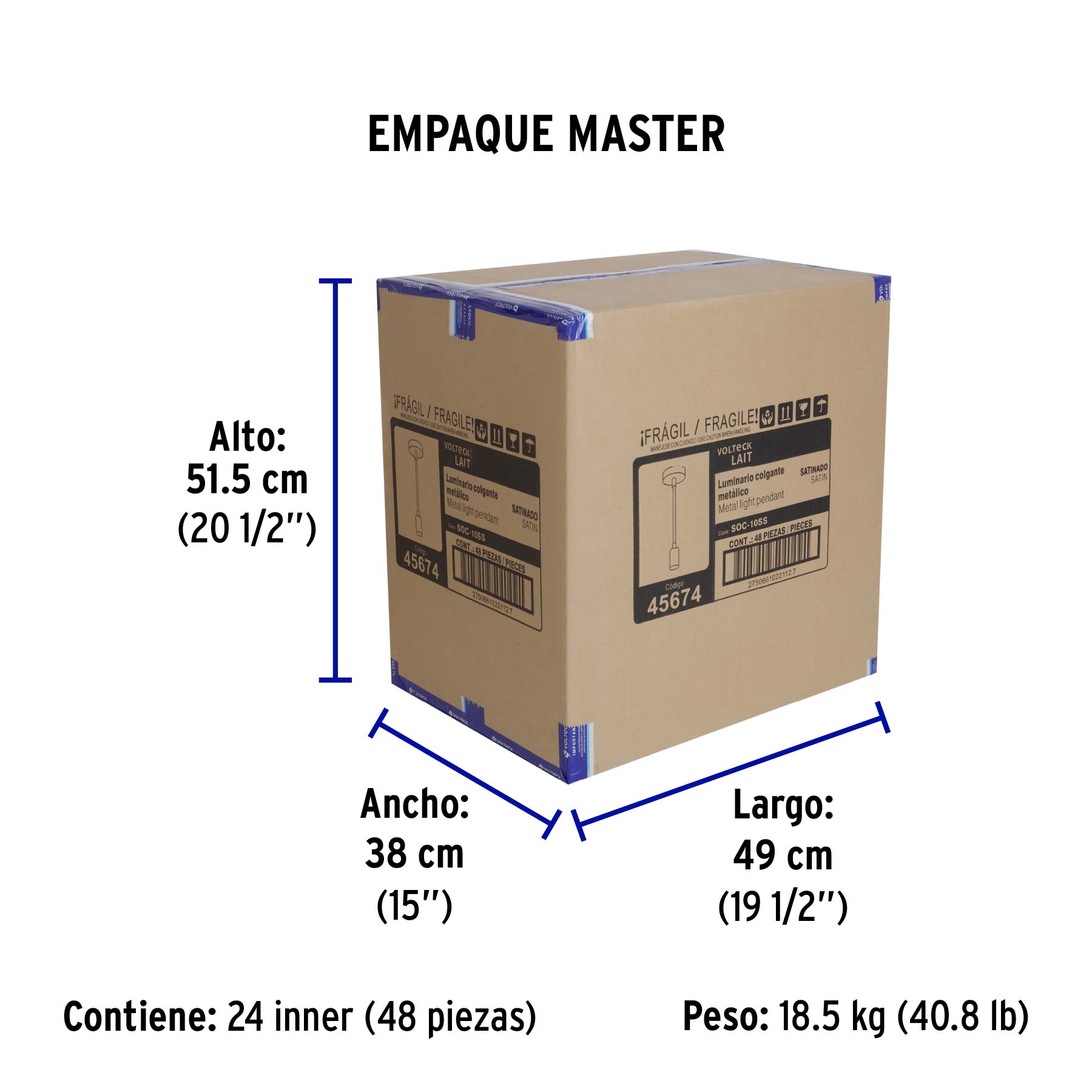 Socket colgante metálico, satín, VOLTECK - Empaque