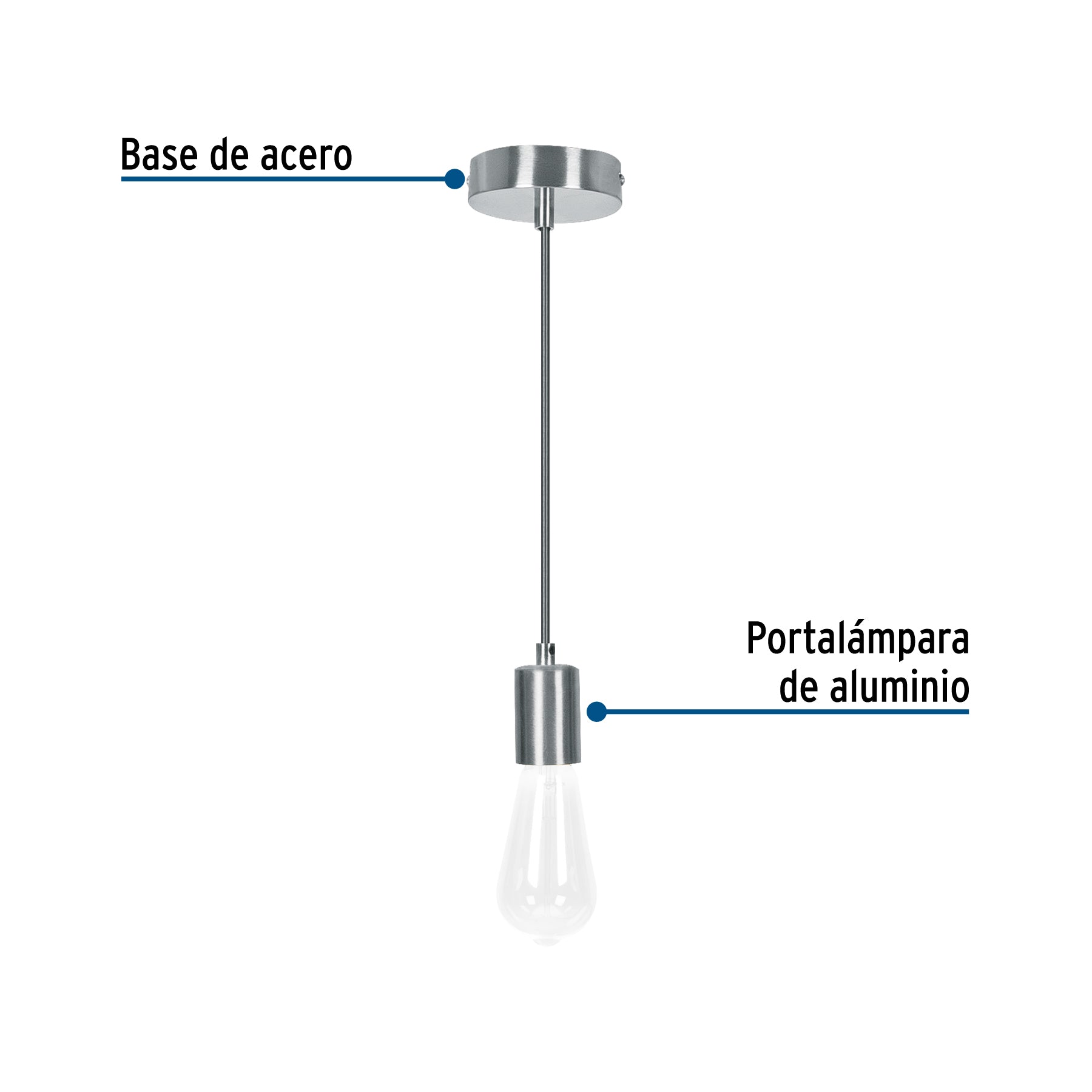 Socket colgante metálico, satín, VOLTECK