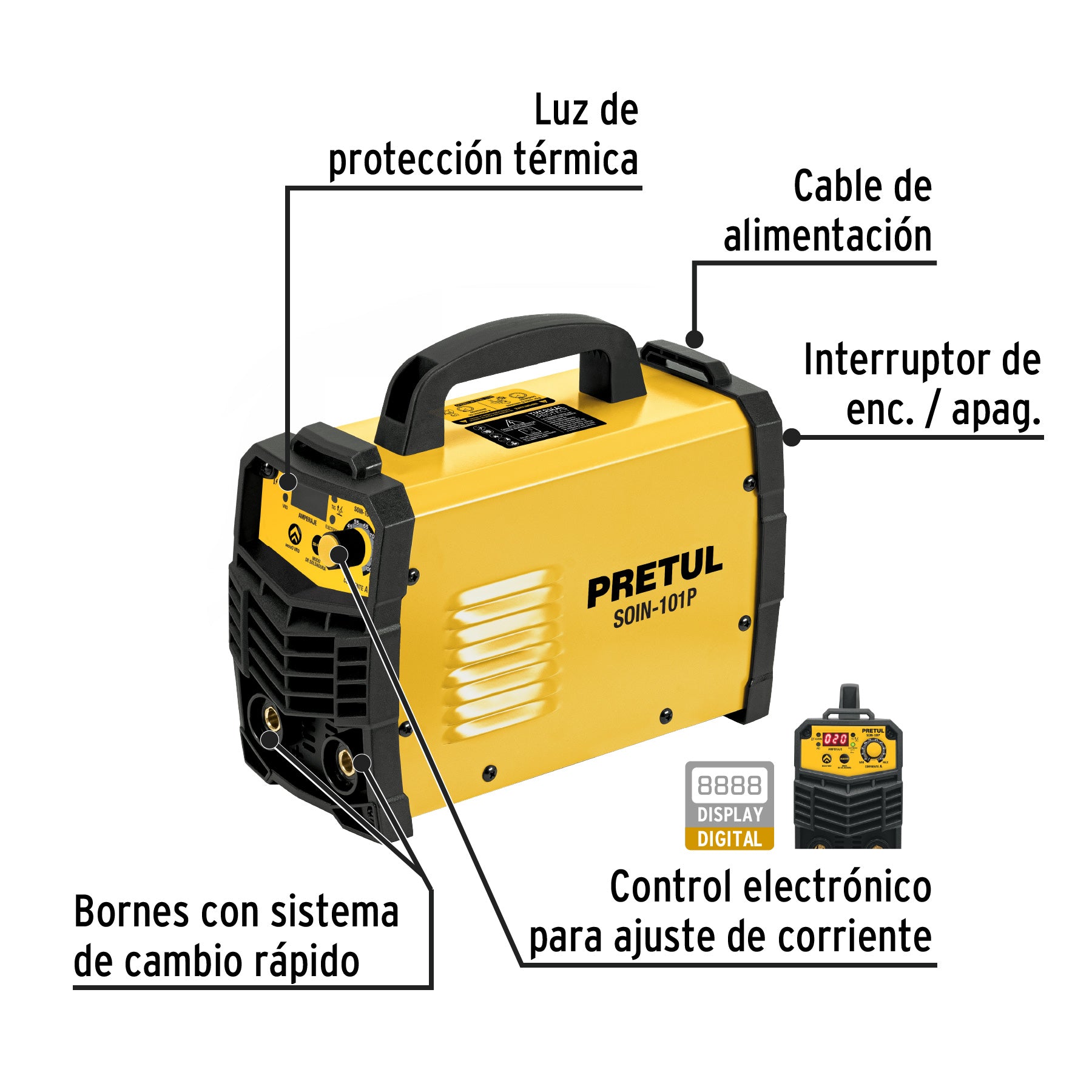 Soldadora inversora 100A, 127V, PRETUL