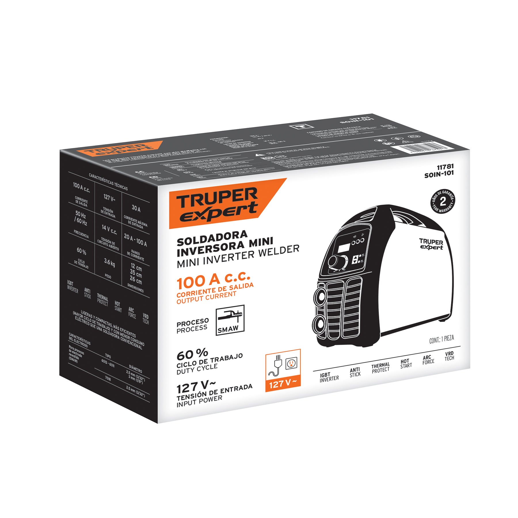 Soldadora inversora 100A, 127V, TRUPER EXPERT