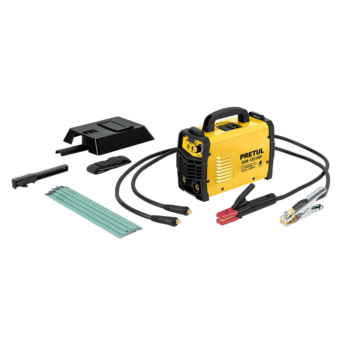 Soldadora inversora 160A, bi-voltaje 127/220V, PRETUL