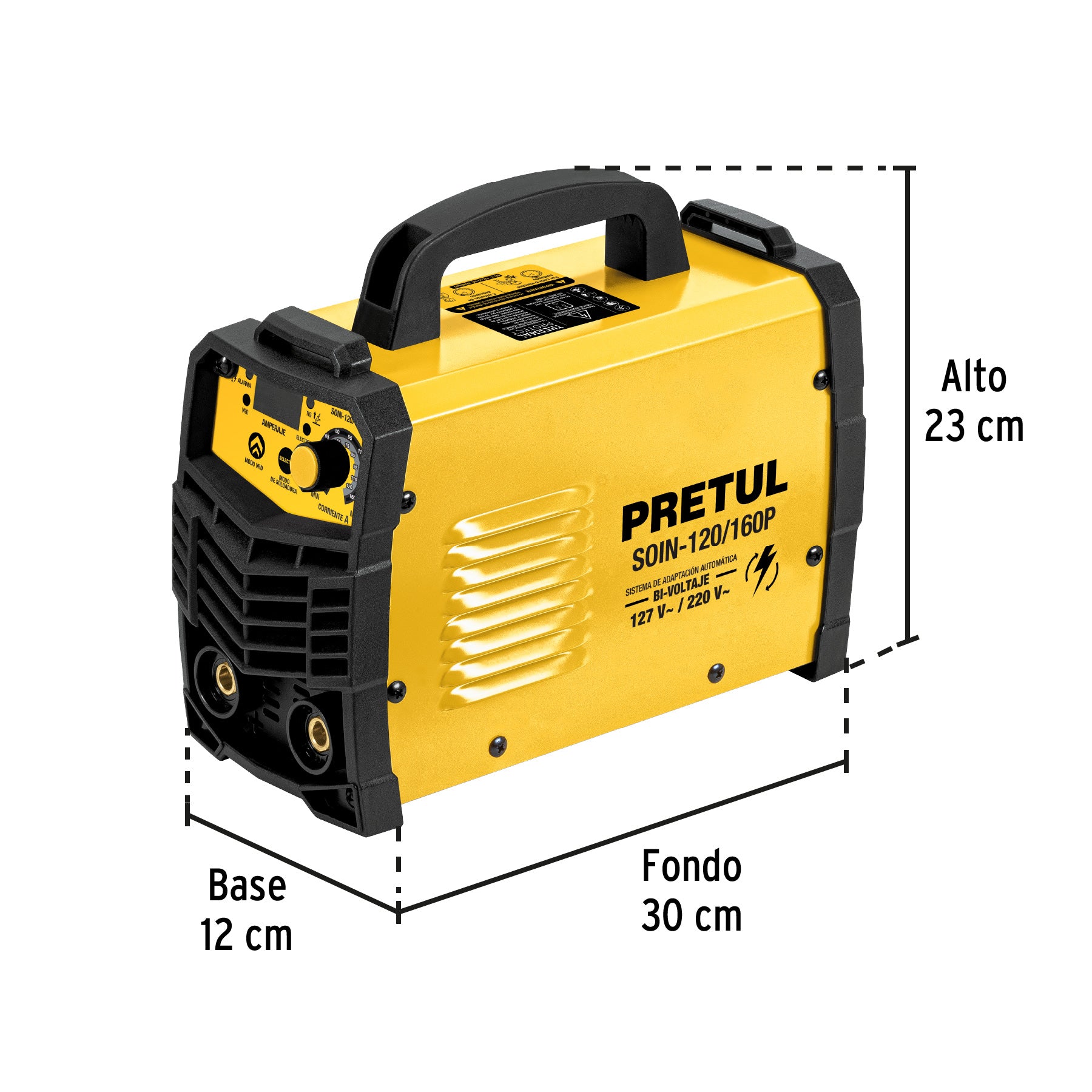 Soldadora inversora 160A, bi-voltaje 127/220V, PRETUL
