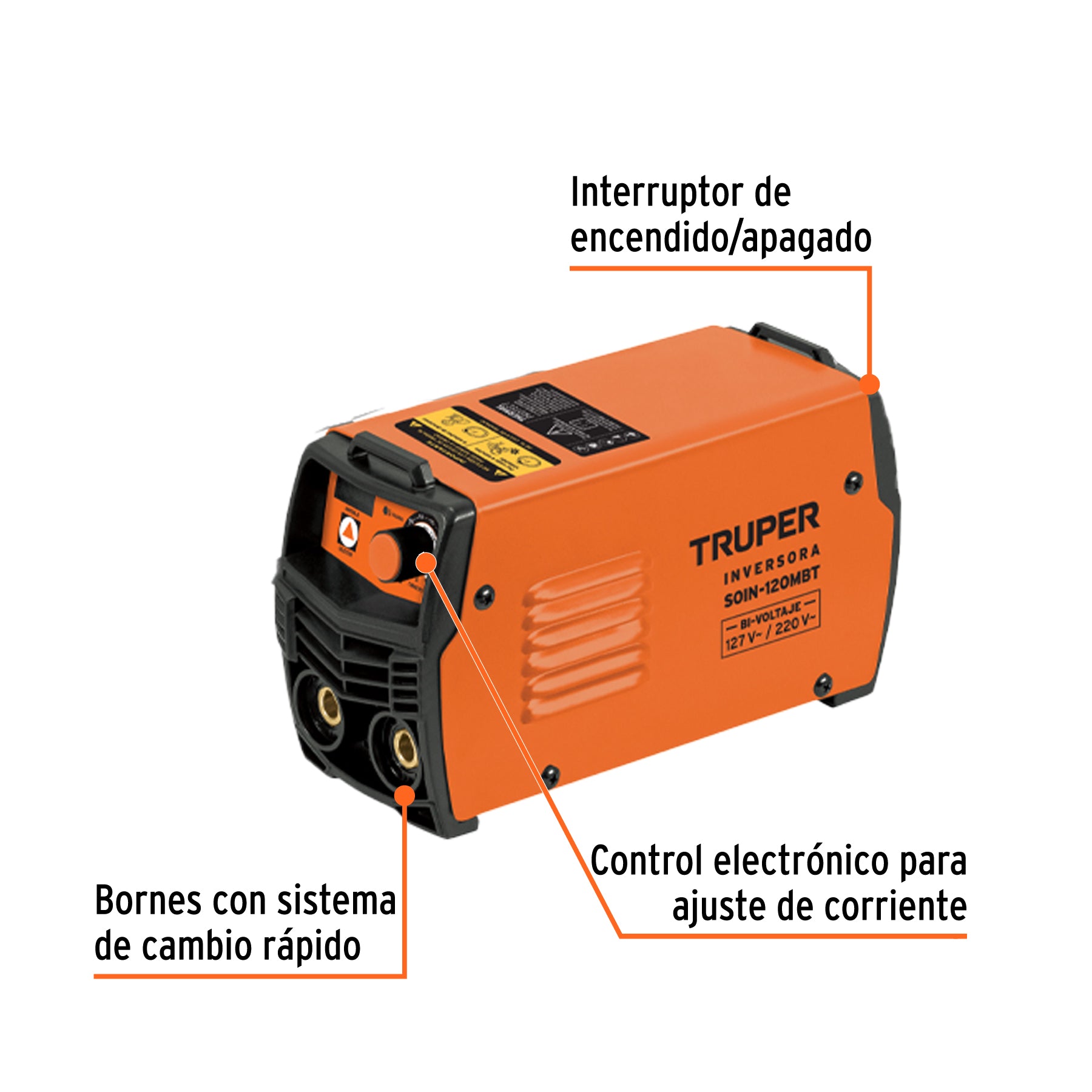 Mini soldadora inversora 130A, bi-voltaje 127/220V, TRUPER