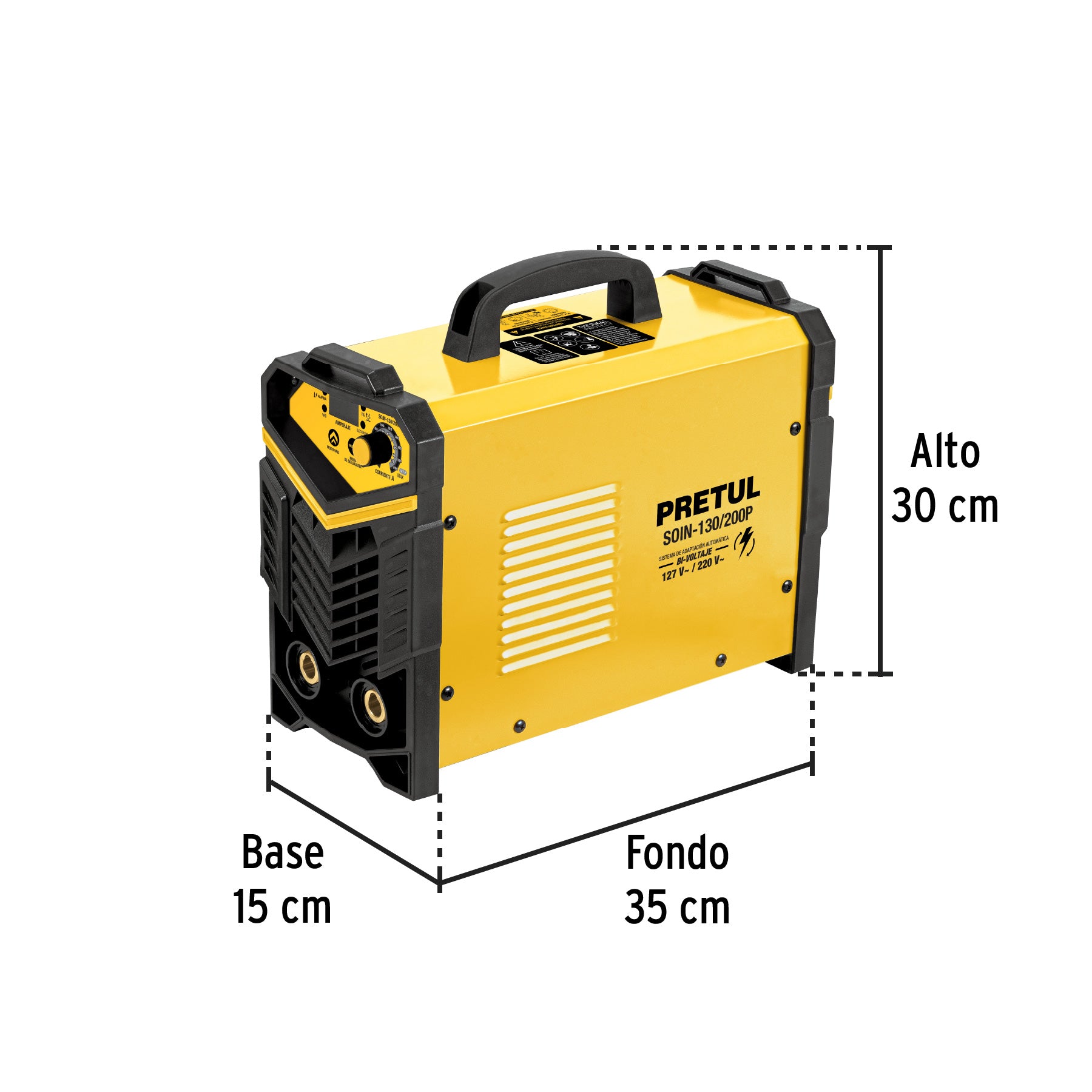 Soldadora inversora 200A, bi-voltaje 127/220V, PRETUL