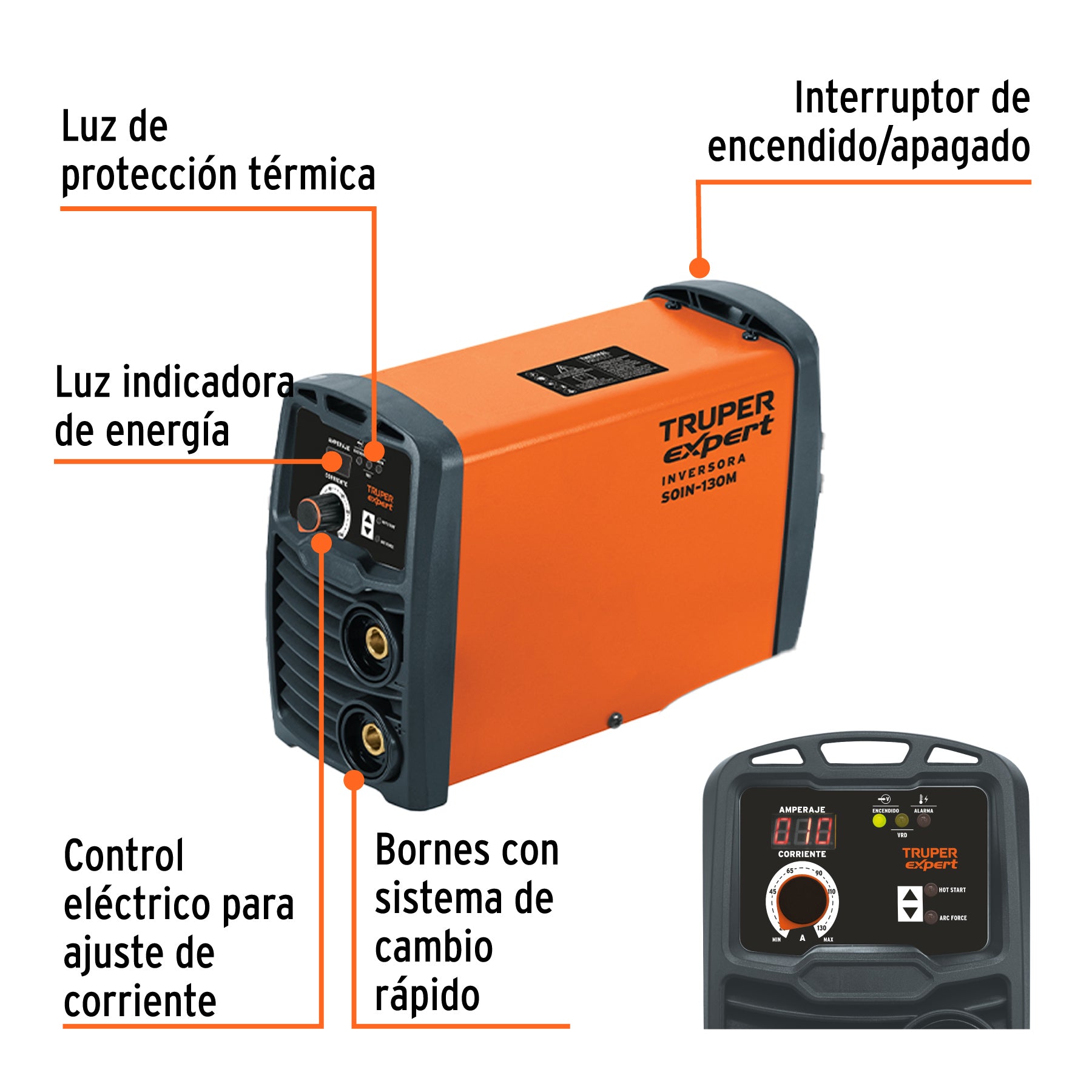 Mini soldadora inversora 130A, 127V, TRUPER EXPERT