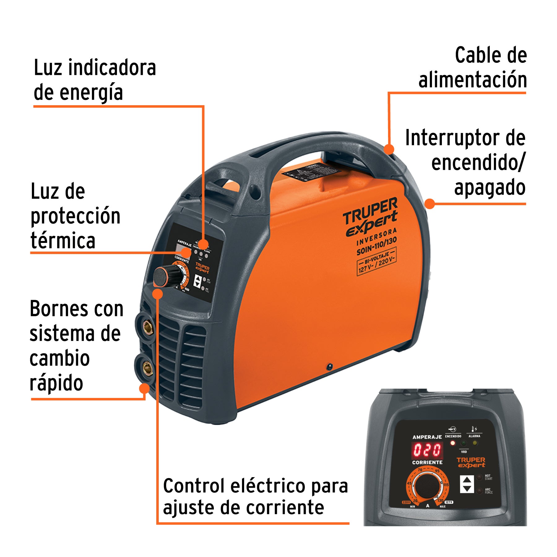 Soldadora inversora 130A, 127V, TRUPER EXPERT