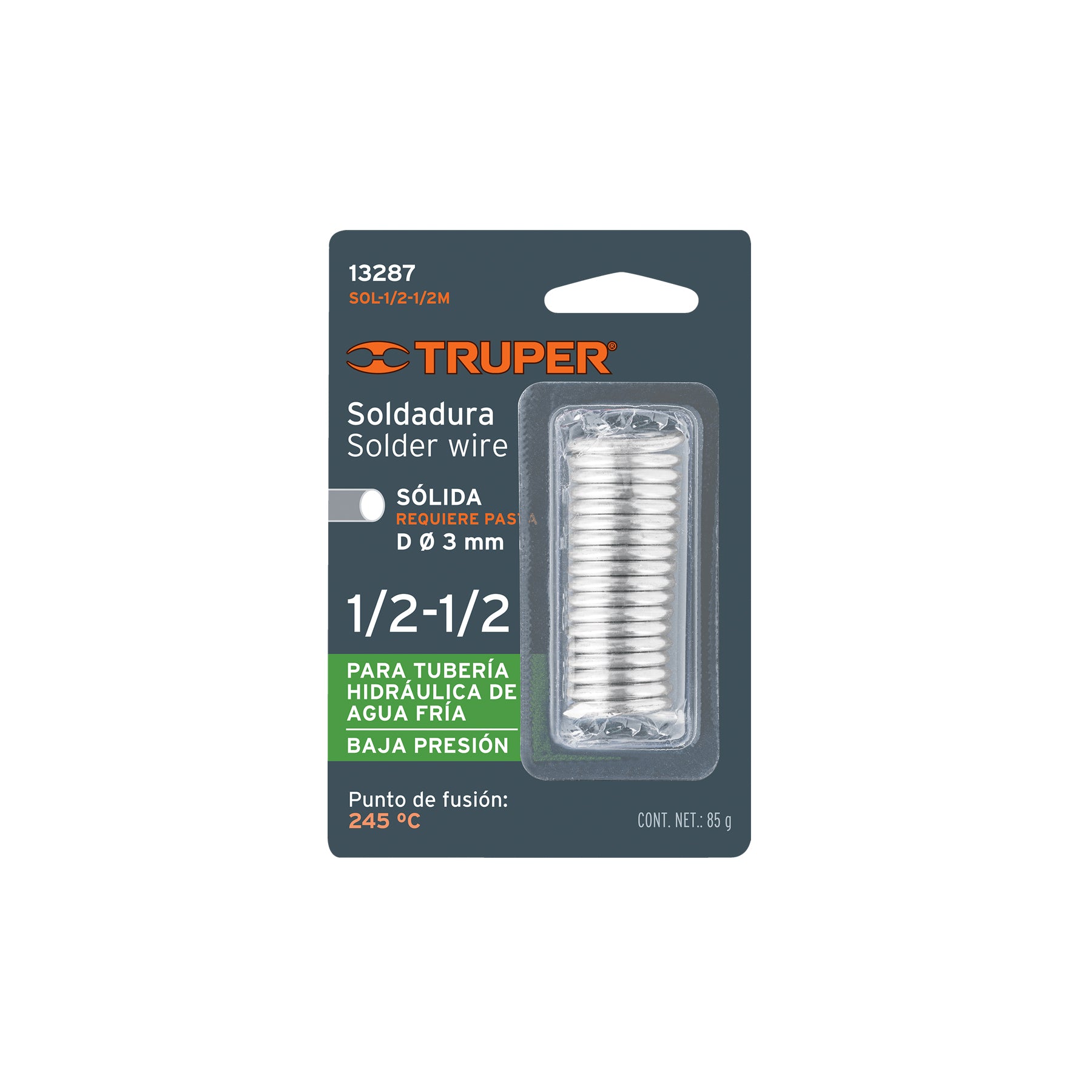 Soldadura 1/2-1/2 para tubería baja presión, 85 g, SOLDAKLIN