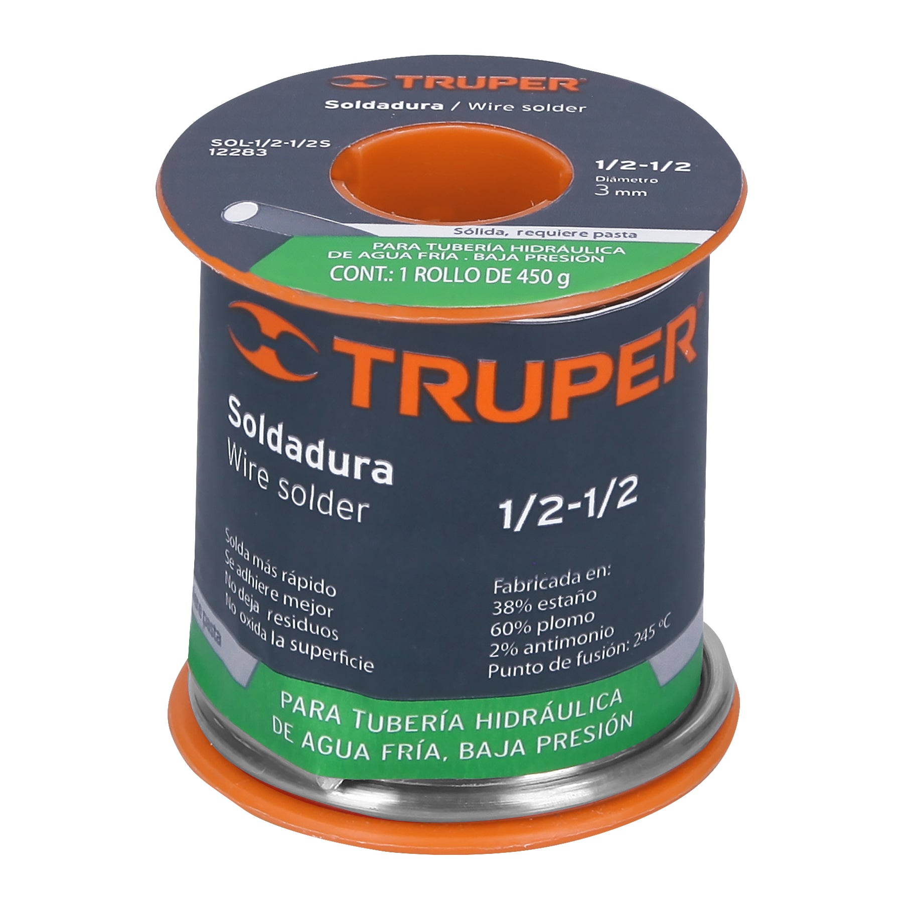 Soldadura 1/2-1/2 para tubería baja presión, 450g, SOLDAKLIN