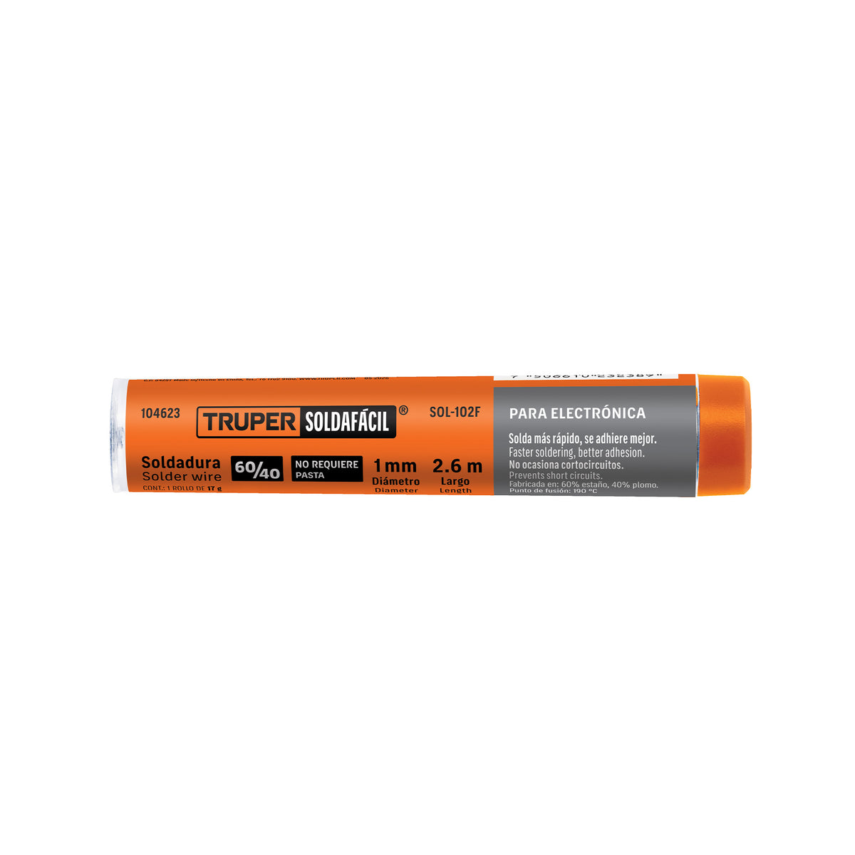 Soldadura 60% estaño 40% plomo para electrónica, 17g