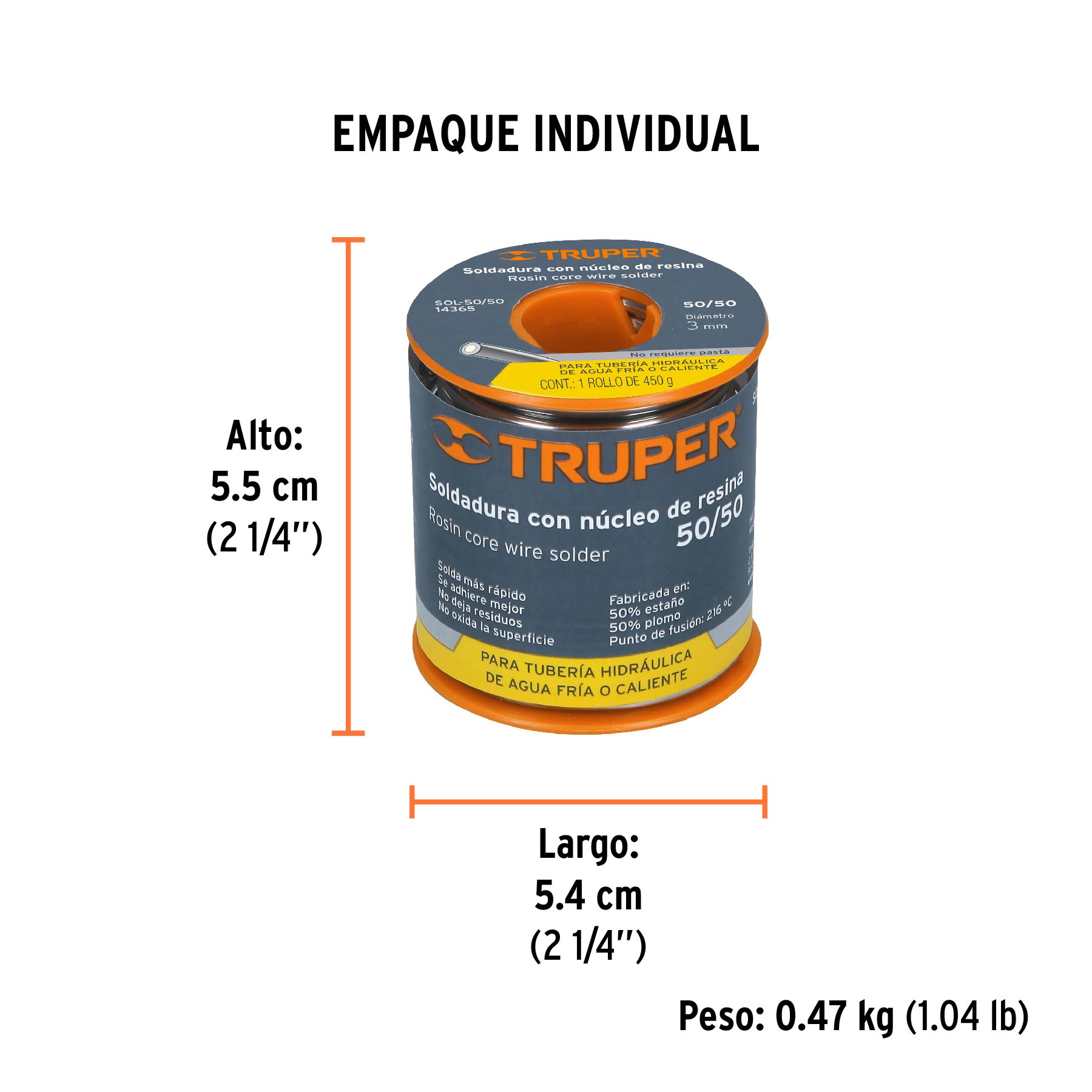 Soldadura 50/50 para tubería hidráulica, 450 g, SOLDAFÁCIL - Empaque