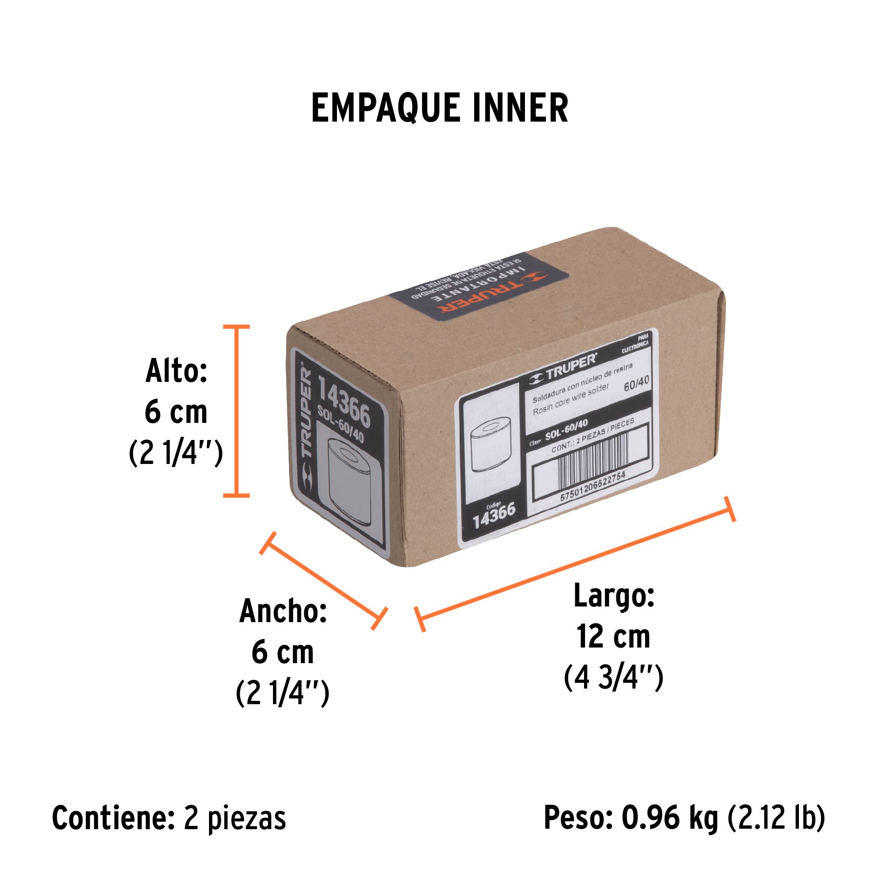 Soldadura 60/40 para electrónica, 450 g, TRUPER SOLDAFÁCIL - Empaque