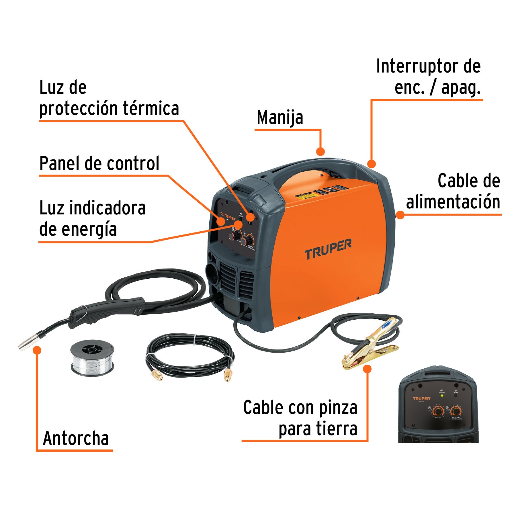 Soldadora para microalambre, 130A, TRUPER