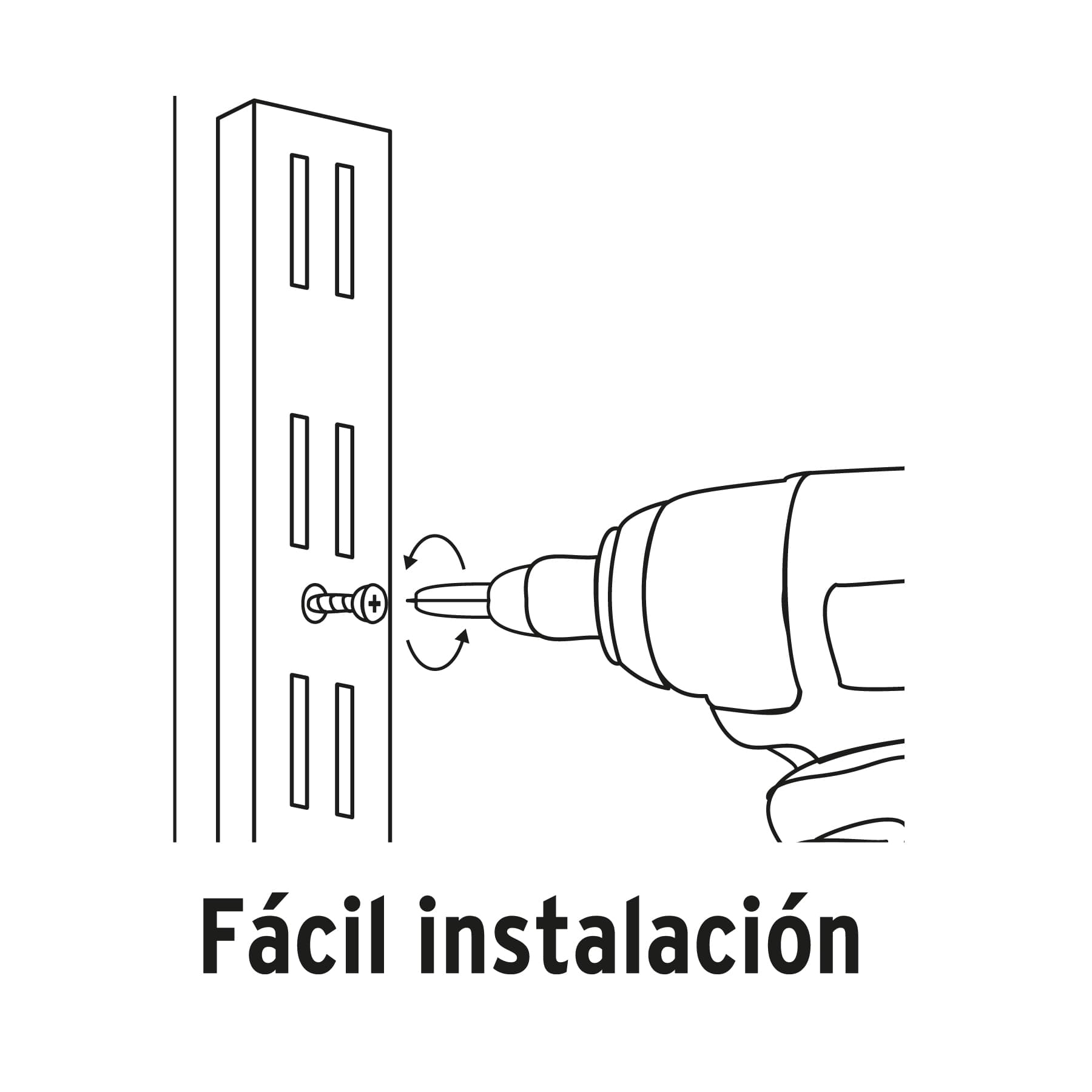 Cremallera doble blanca para ménsulas planas, 1m, FIERO