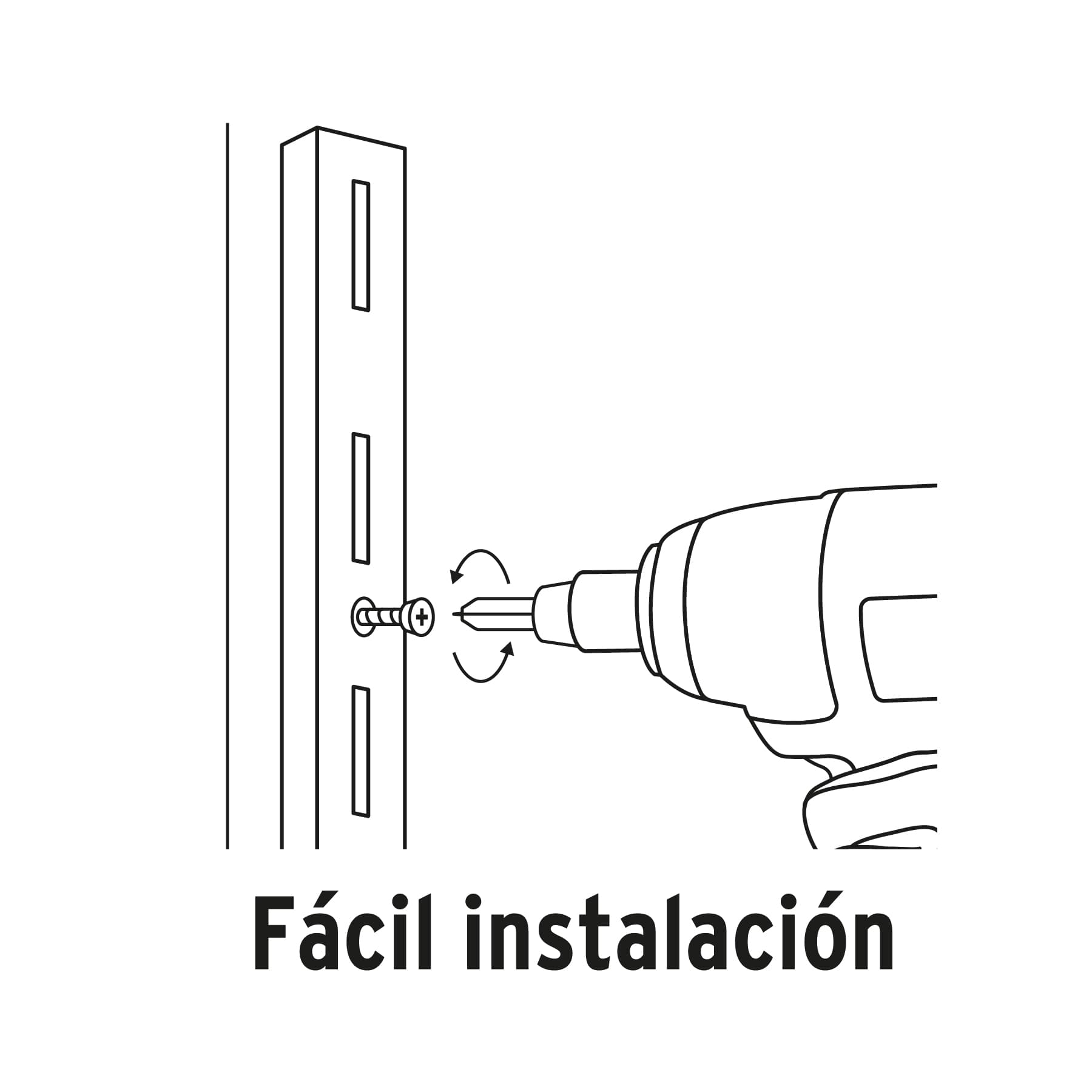 Cremallera sencilla blanca para ménsulas planas, 1m, FIERO