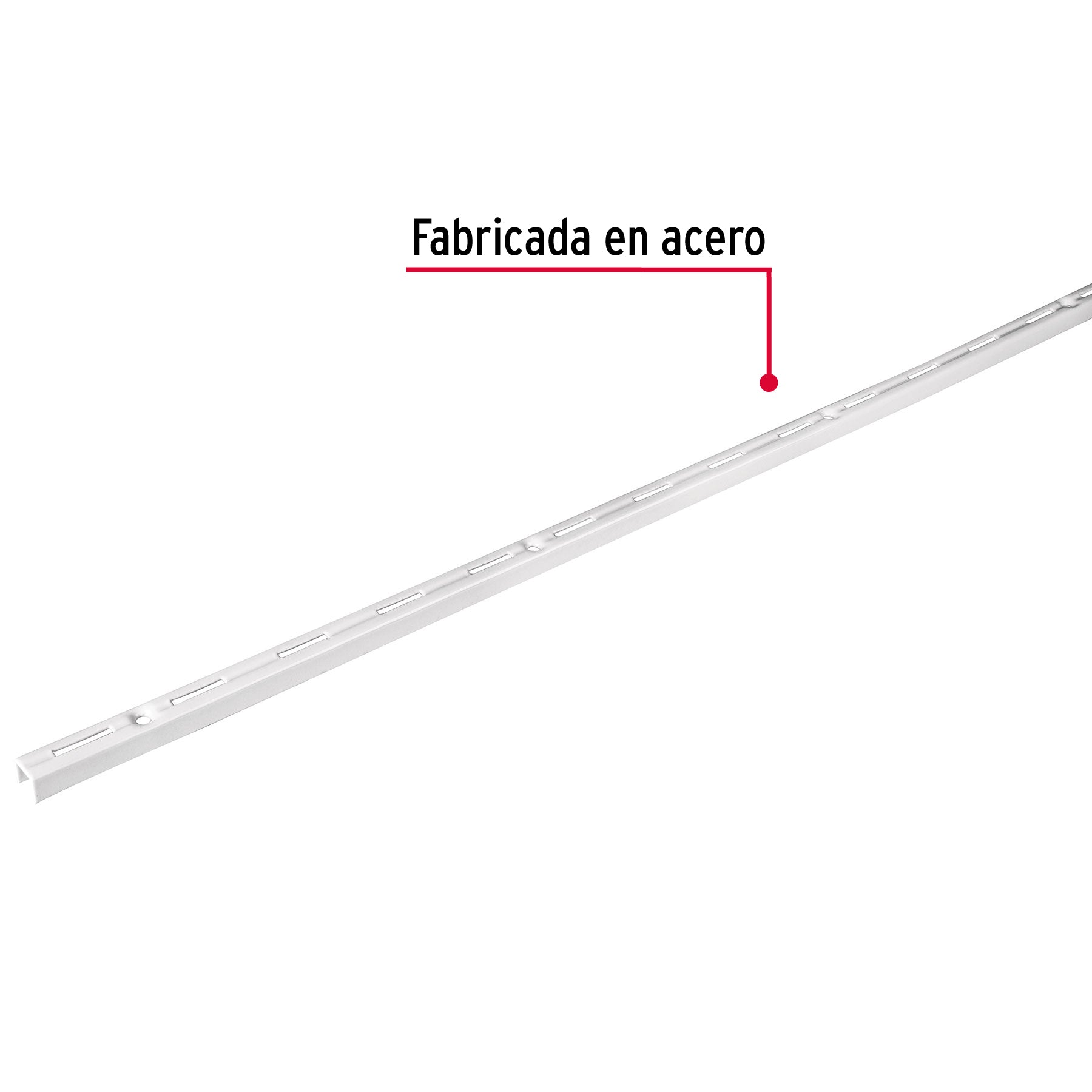 Cremallera sencilla blanca para ménsulas planas, 1m, FIERO