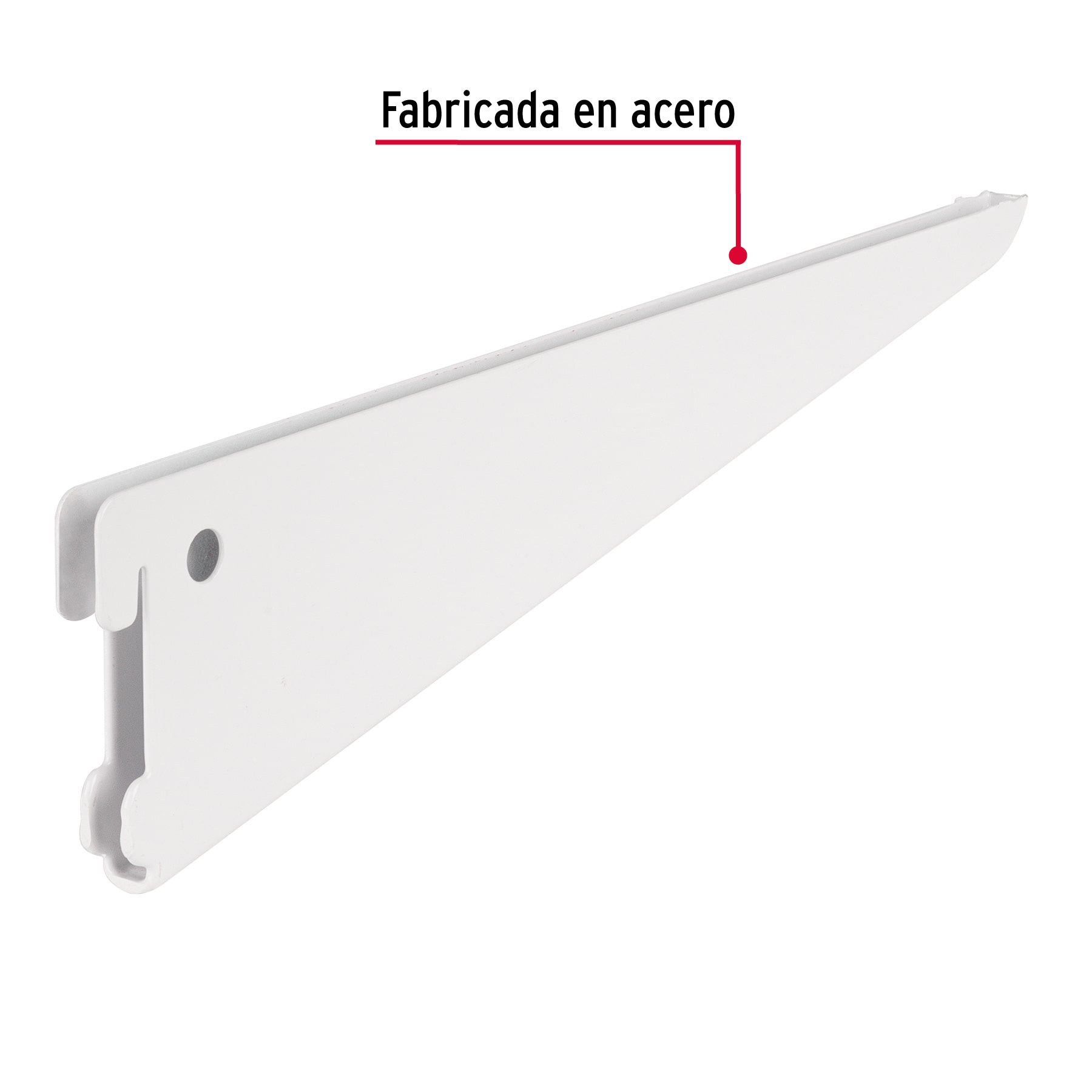 Ménsula plana blanca para cremallera doble, 27cm, FIERO