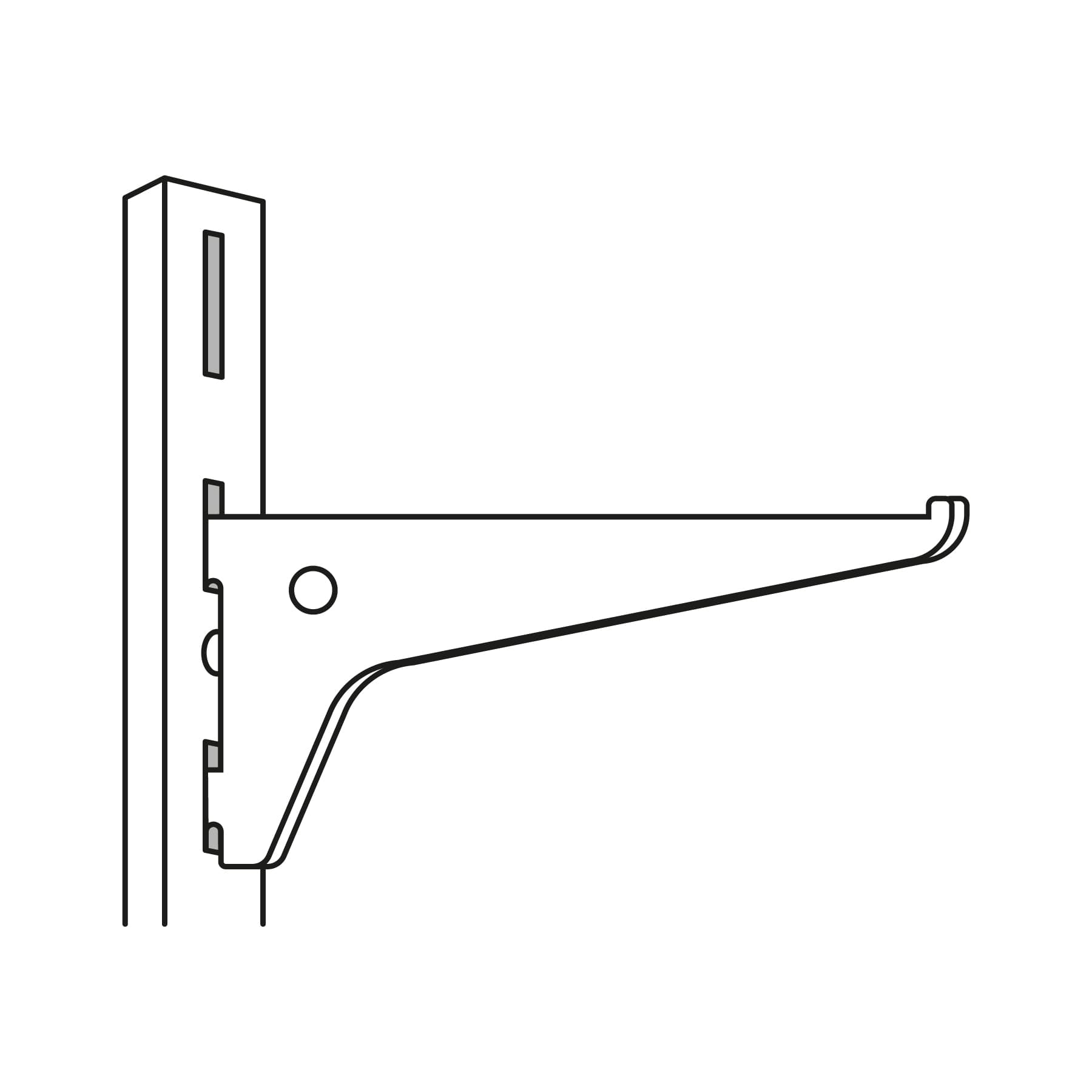Ménsula plana blanca para cremallera sencilla, 25cm, FIERO