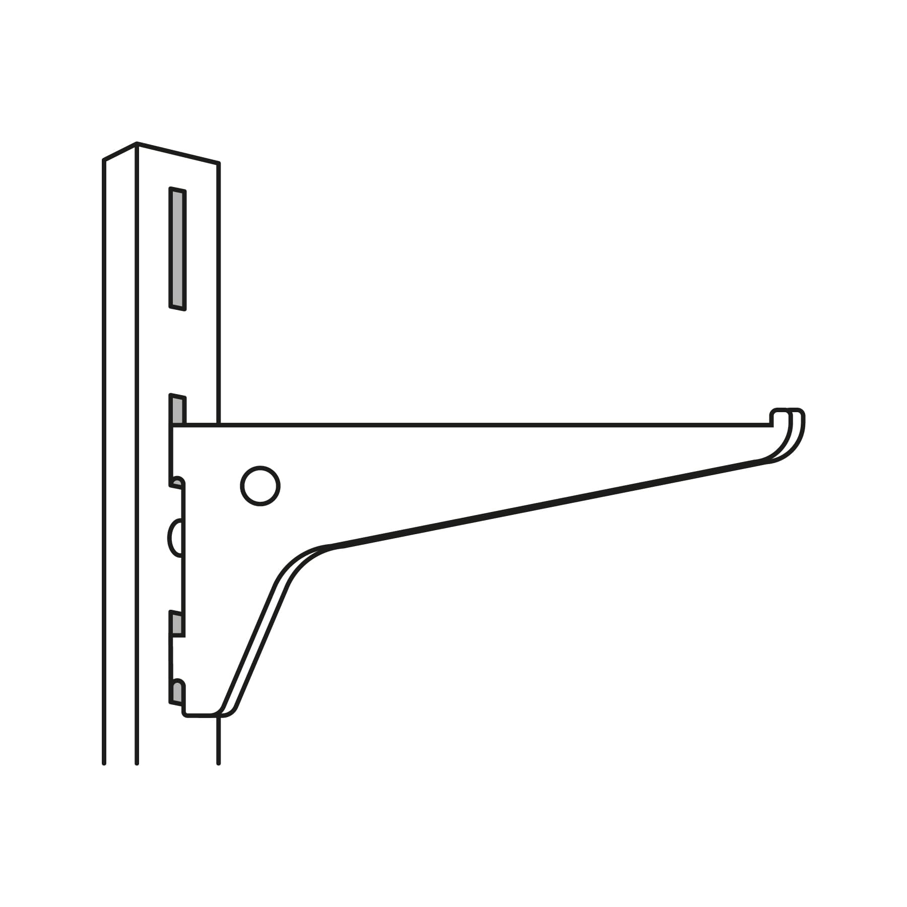 Ménsula plana blanca para cremallera sencilla, 30cm, FIERO