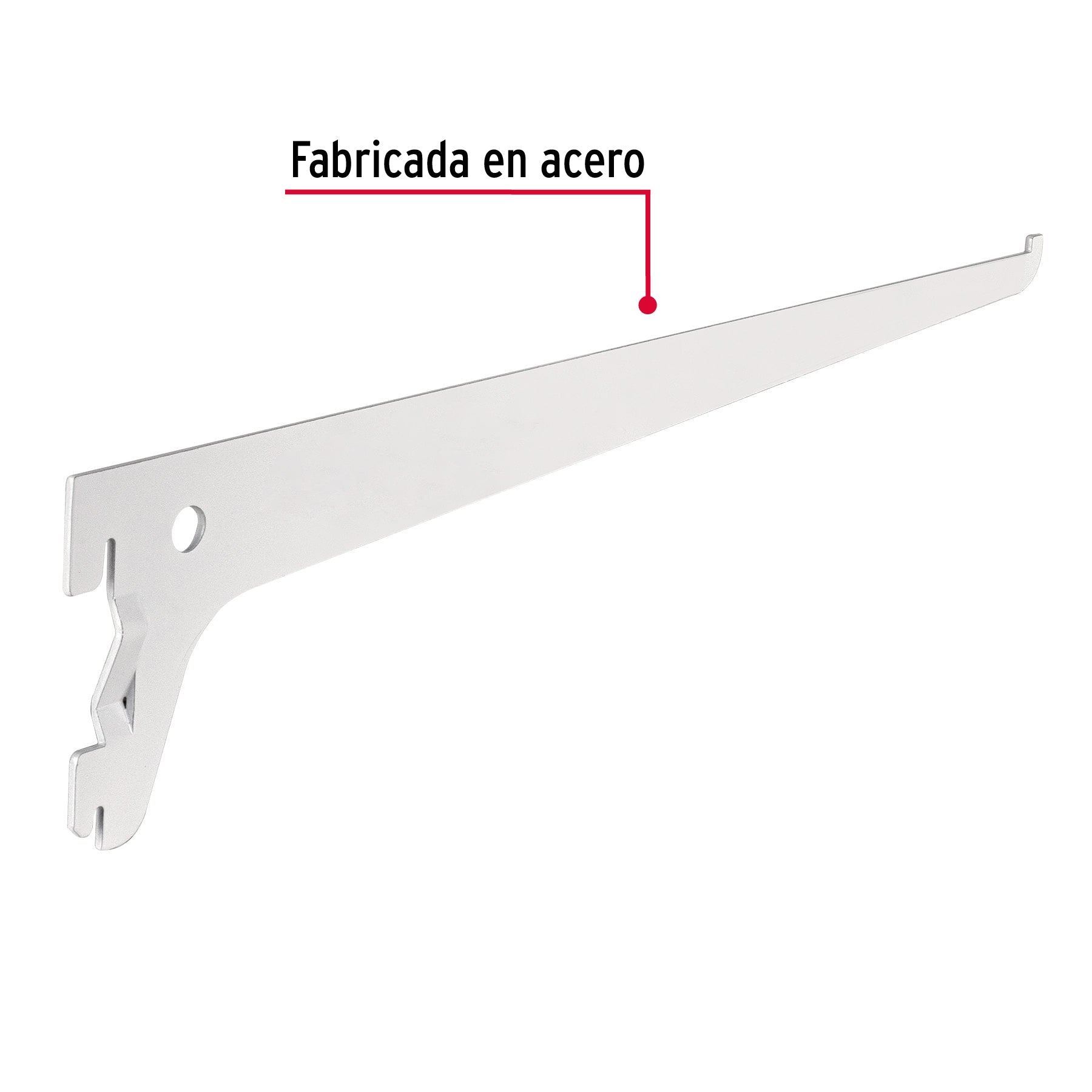 Ménsula plana blanca para cremallera sencilla, 30cm, FIERO
