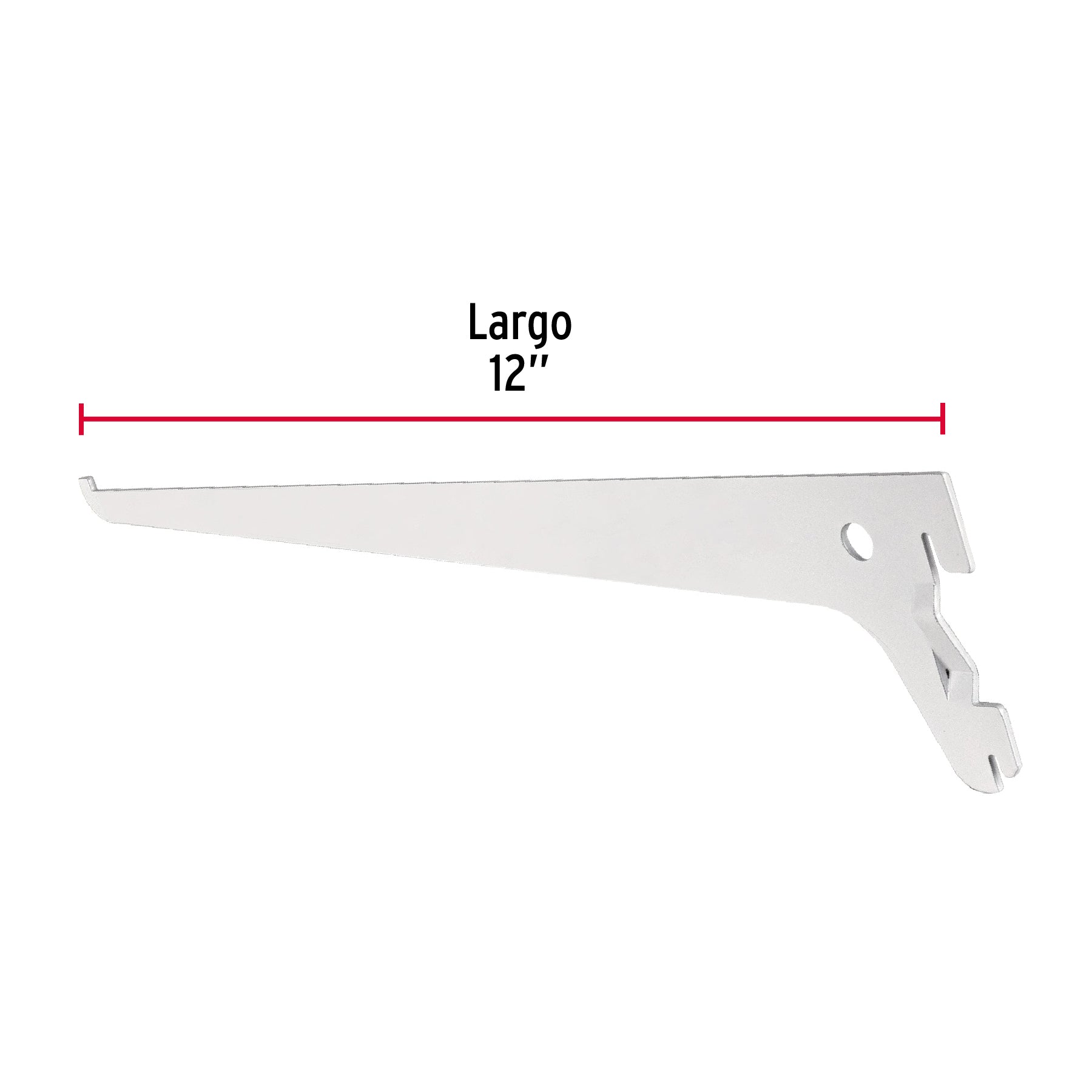 Ménsula plana blanca para cremallera sencilla, 30cm, FIERO