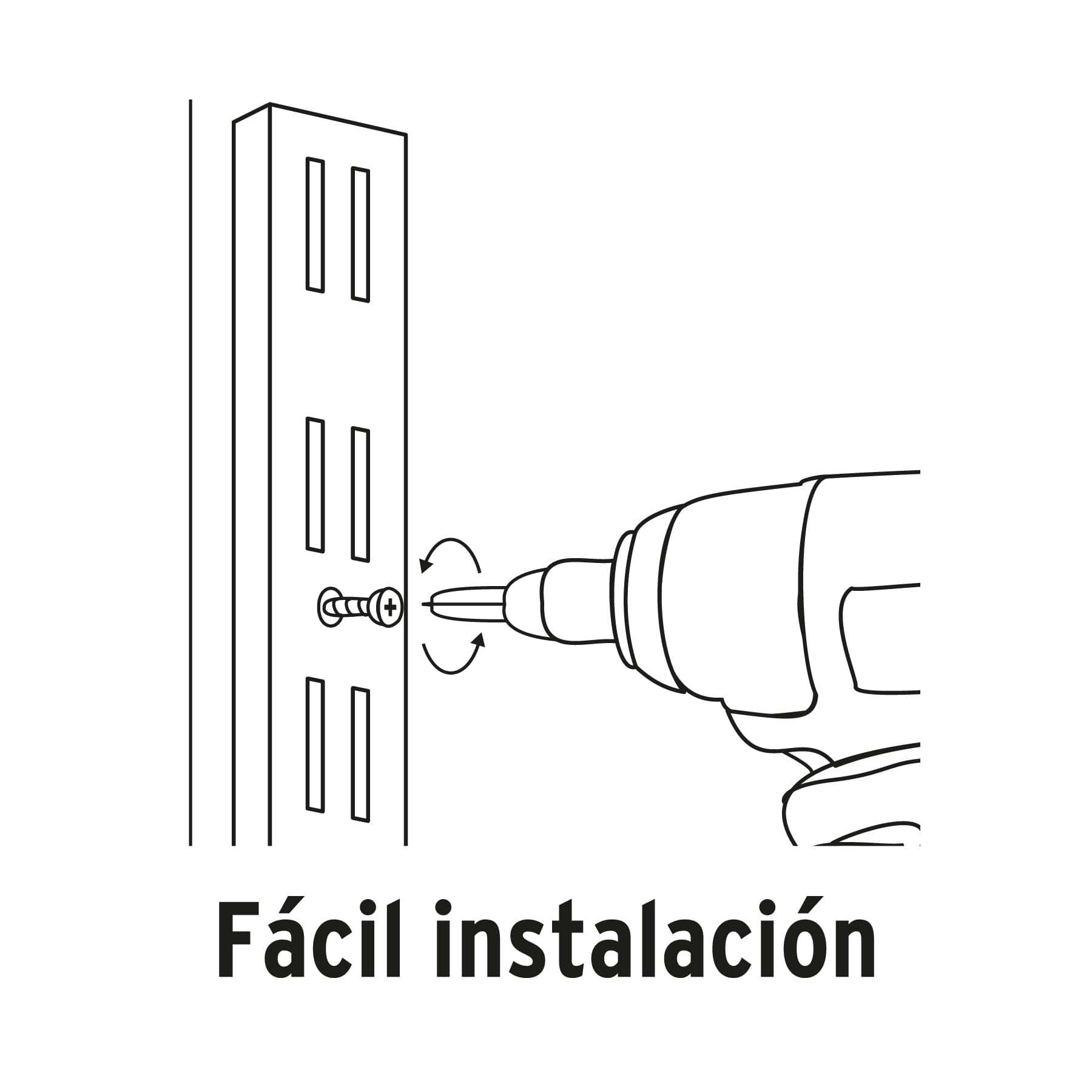 Cremallera doble blanca para ménsulas planas, 1.5m, FIERO