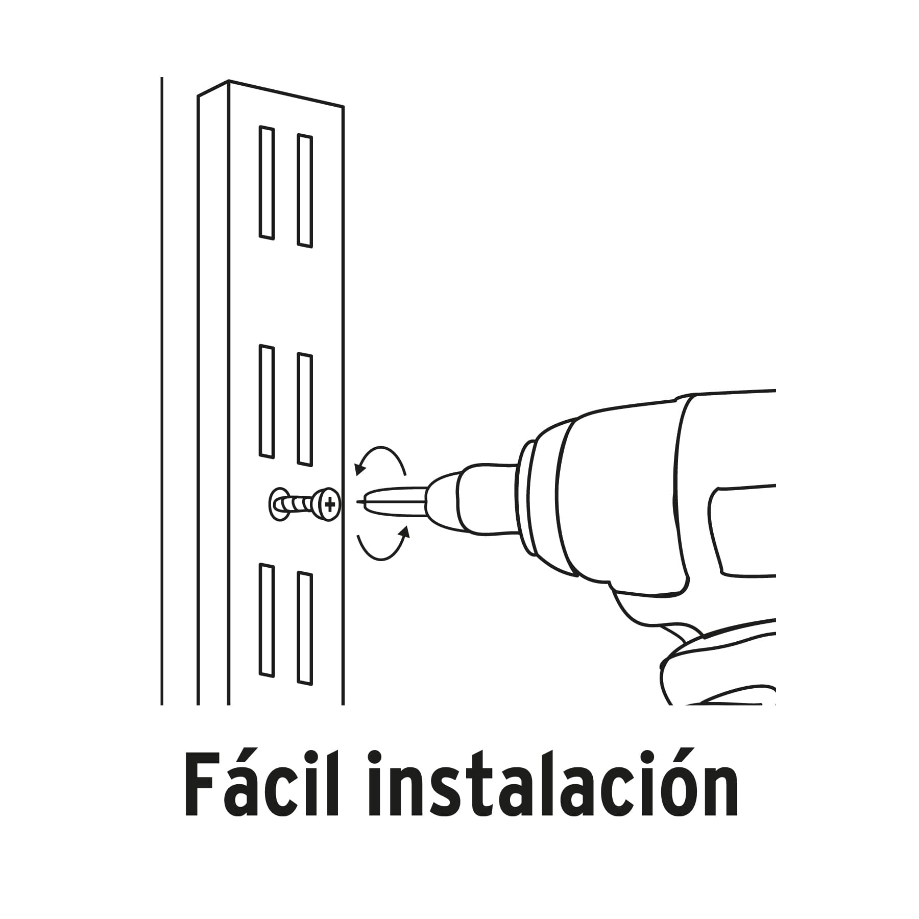 Cremallera doble blanca para ménsulas planas, 2m, FIERO