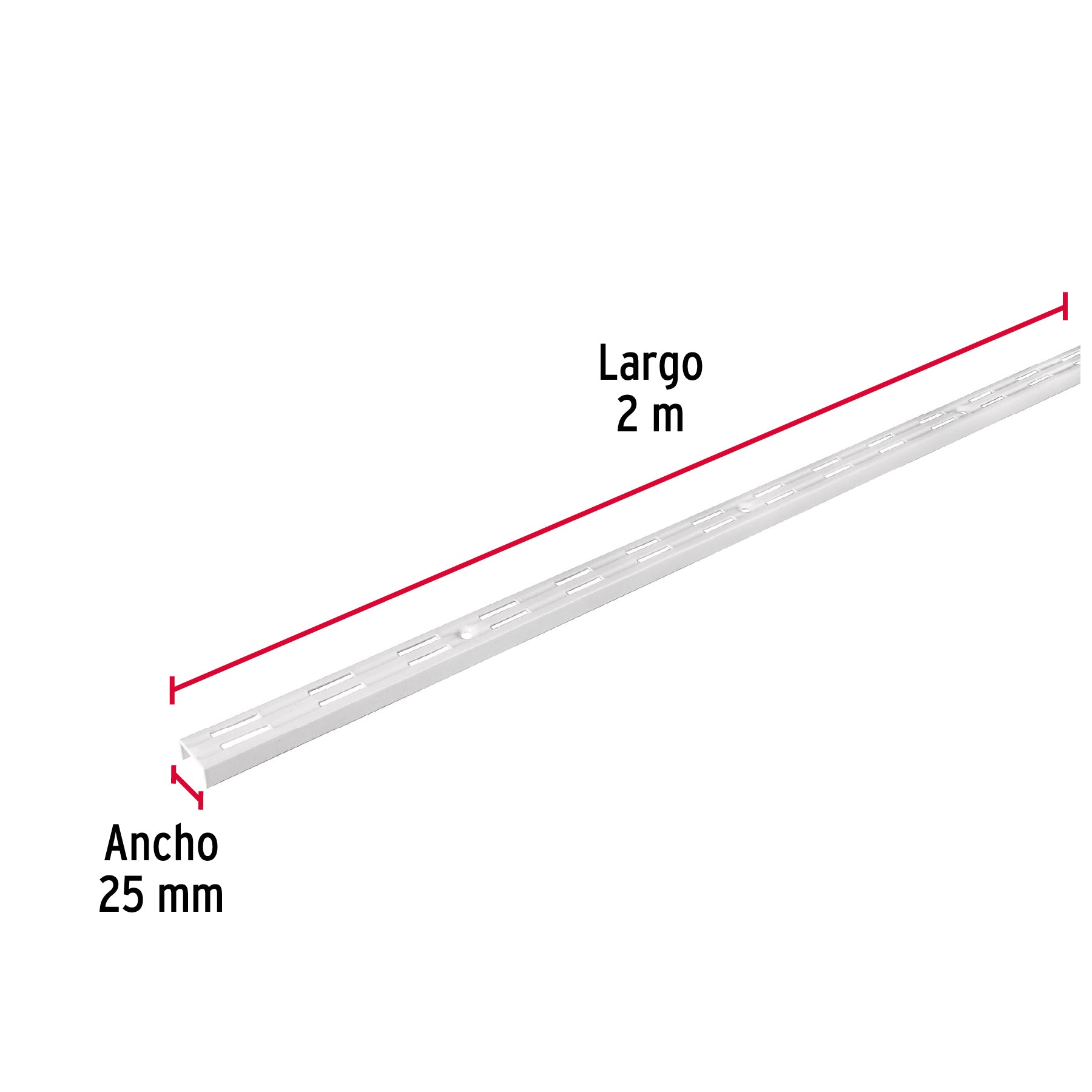 Cremallera doble blanca para ménsulas planas, 2m, FIERO