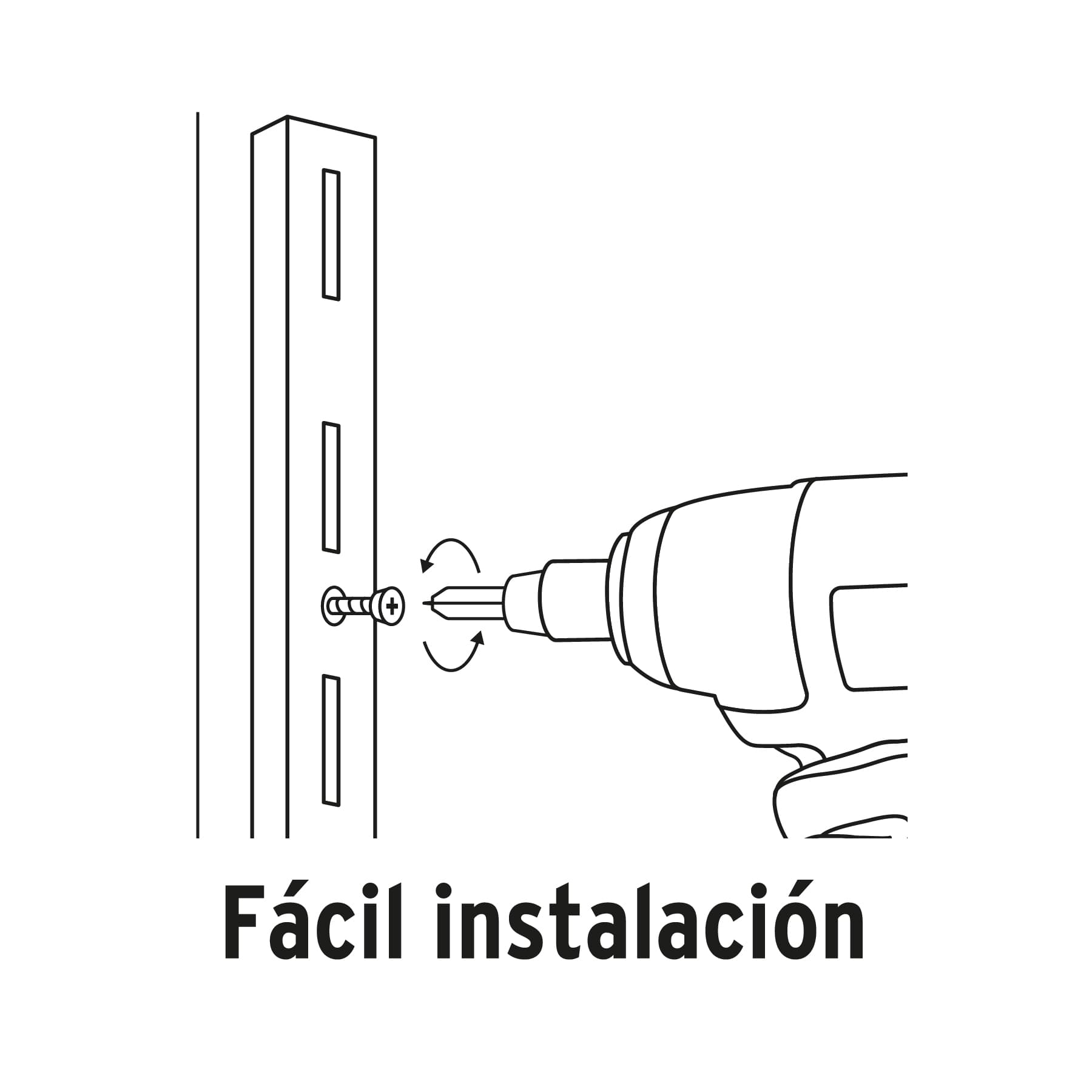 Cremallera sencilla blanca para ménsulas planas, 2m, FIERO
