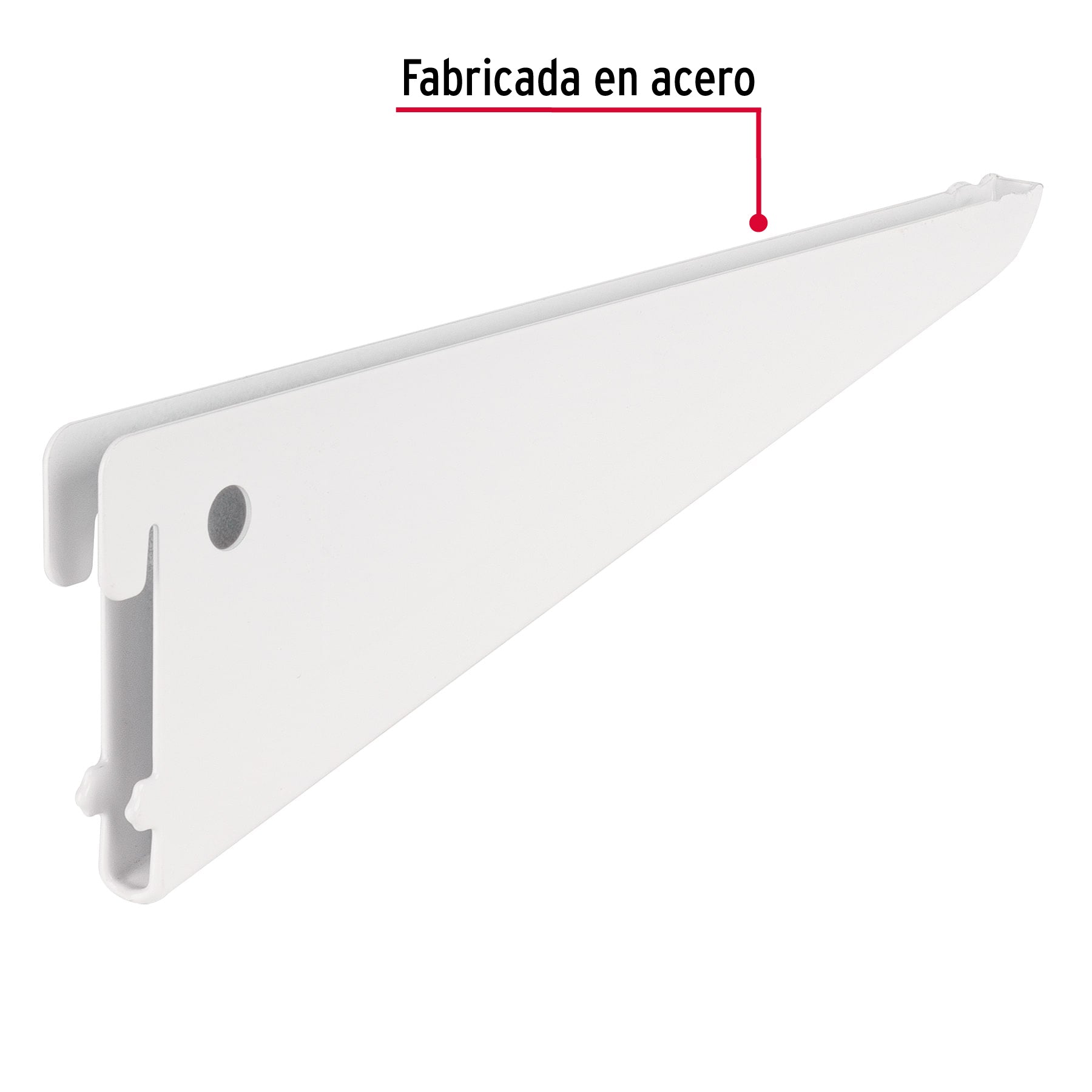 Ménsula plana blanca para cremallera doble, 22cm, FIERO