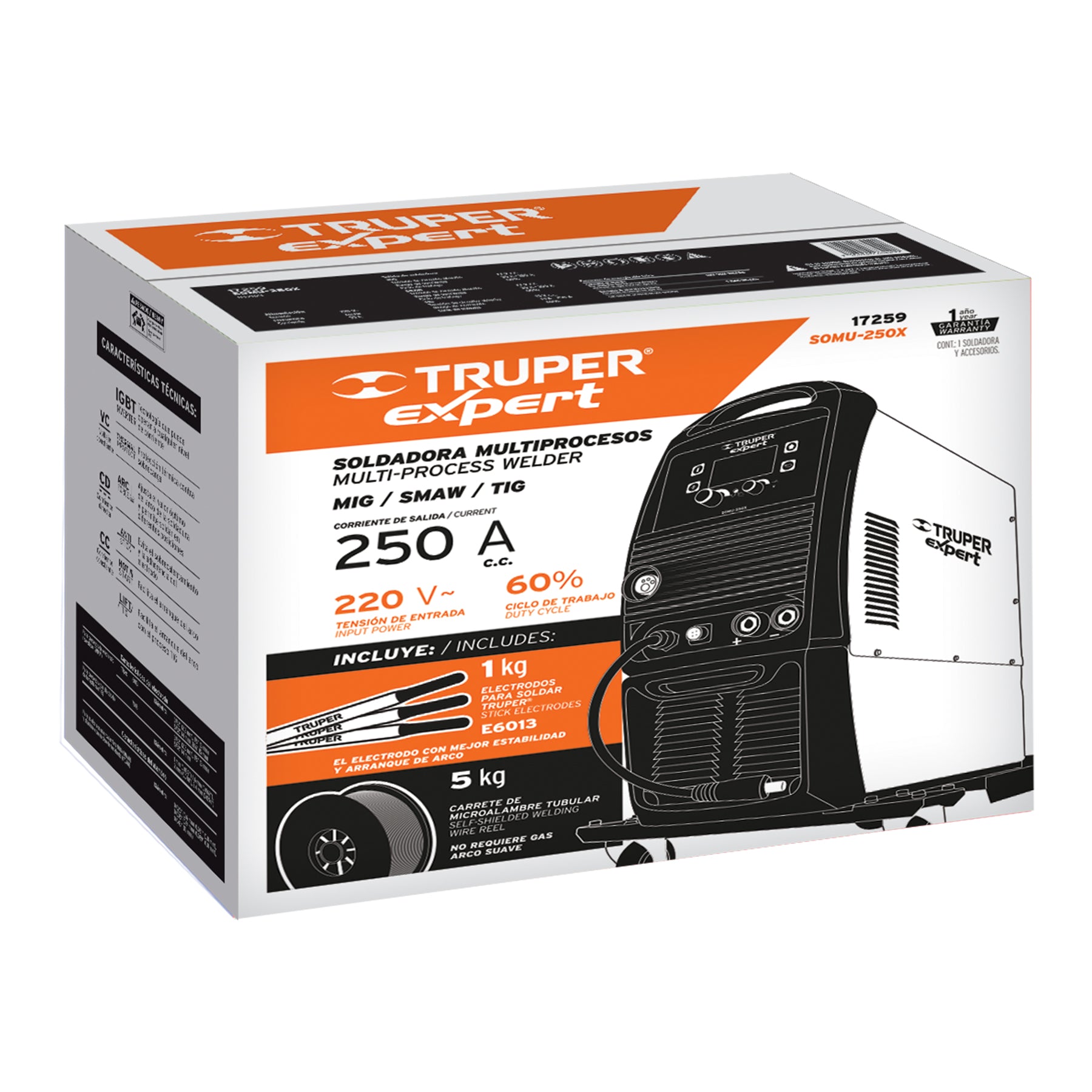 Soldadora multiproceso de 250 A, TRUPER EXPERT
